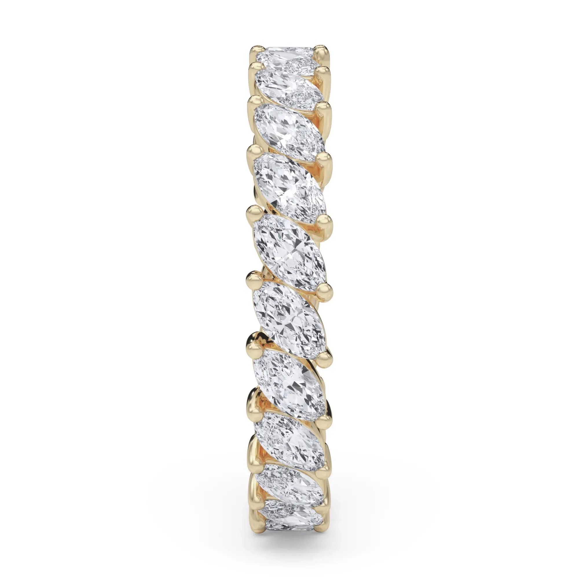 2 CT. Tw. Lab Grown Diamond Marquise Slant Eternity Band Ring 14K Yellow Gold Size 8 4mm - Image 3