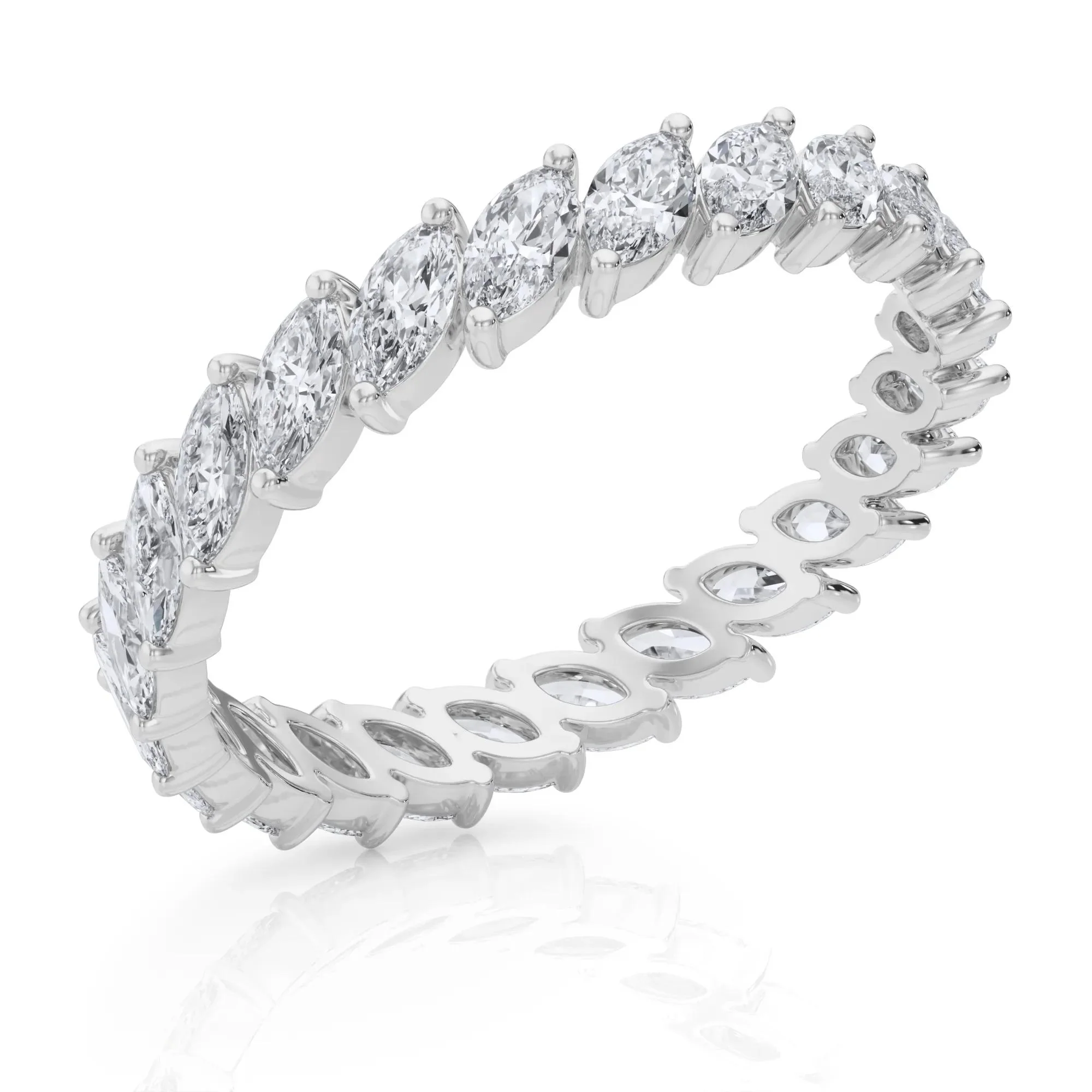 2 CT. Tw. Lab Grown Diamond Marquise Slant Eternity Band Ring Platinum White Size 4.5 4mm - Image 5