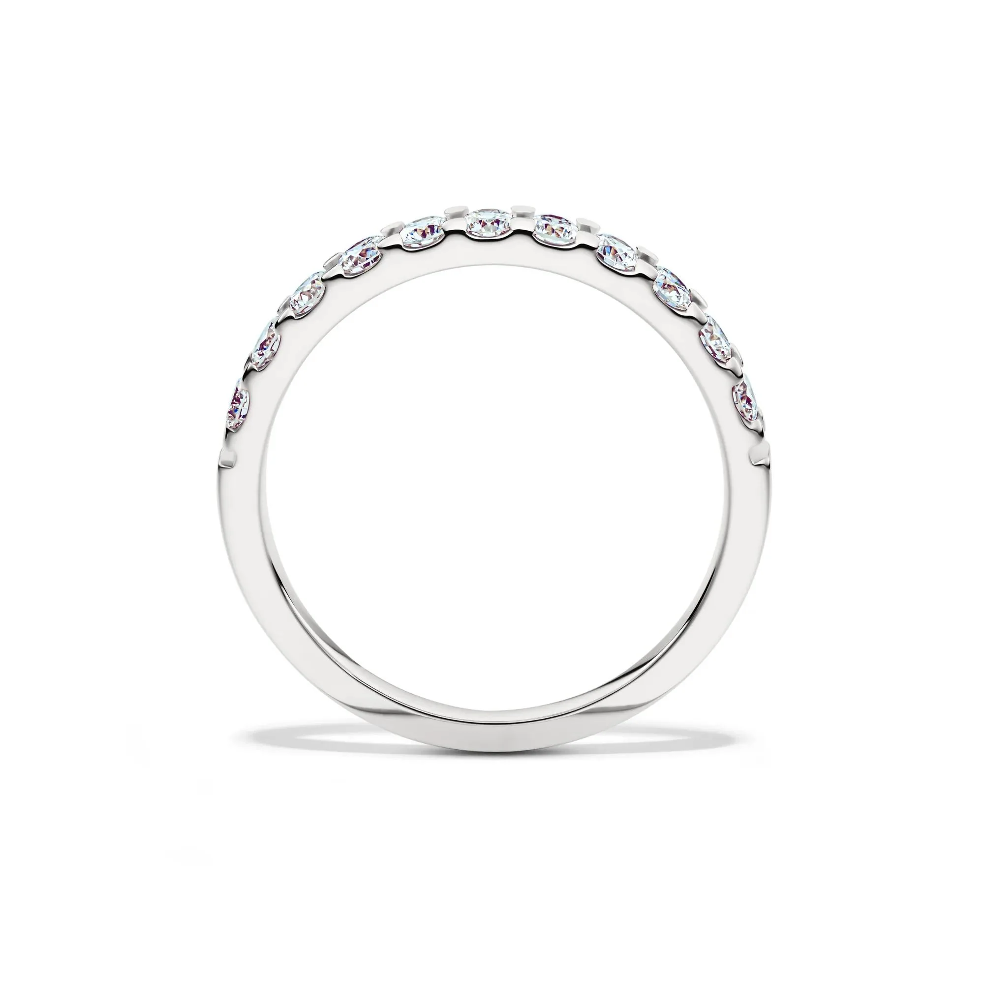 1/2 CT. Tw. Lab Grown Diamond Wedding Band Ring Platinum Round Brilliant Cut White Size 5 1.5mm - Image 2