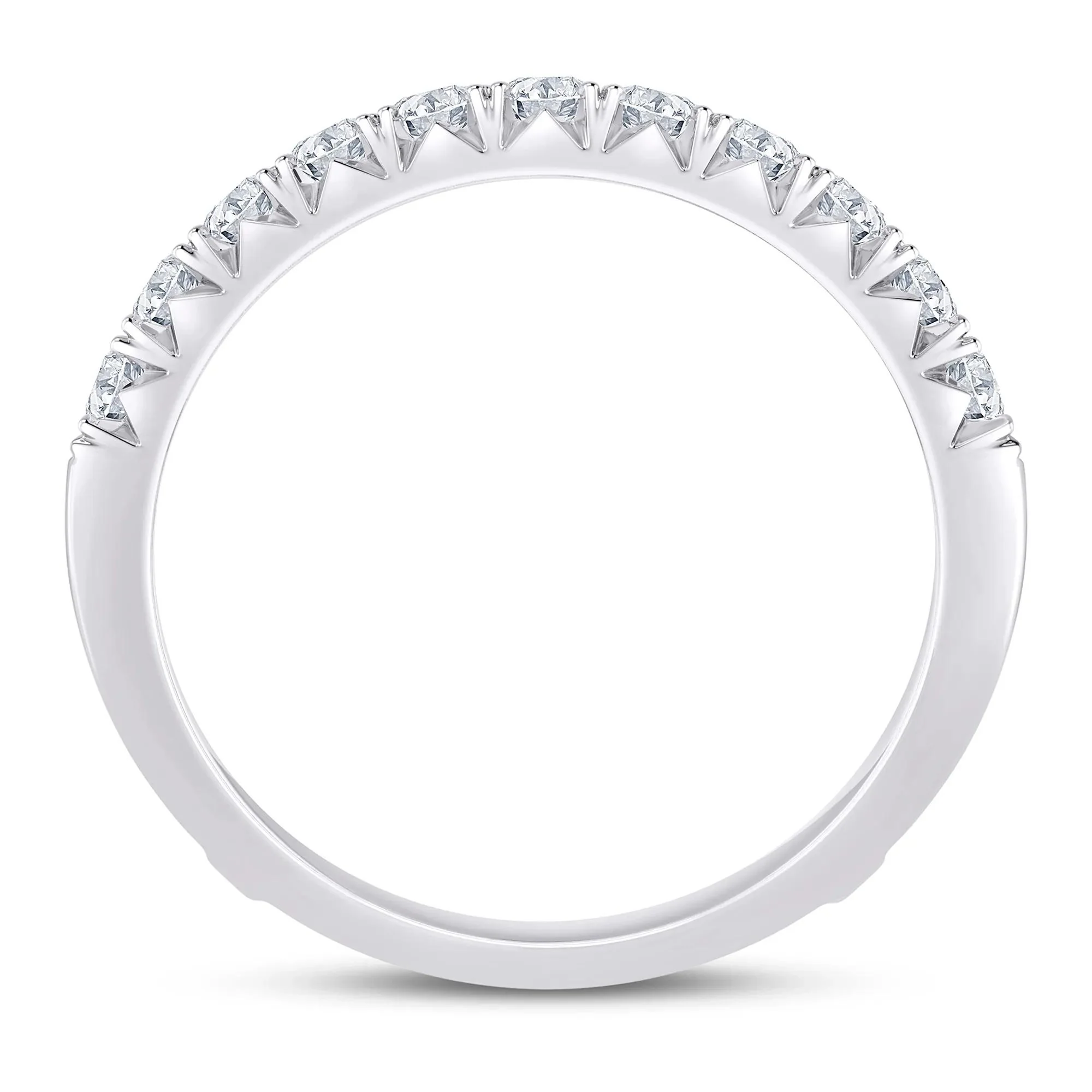 1 CT. Tw. Lab Grown Diamond French Pavé Ring Enhancer Platinum White Size 5.5 7.5mm - Image 2