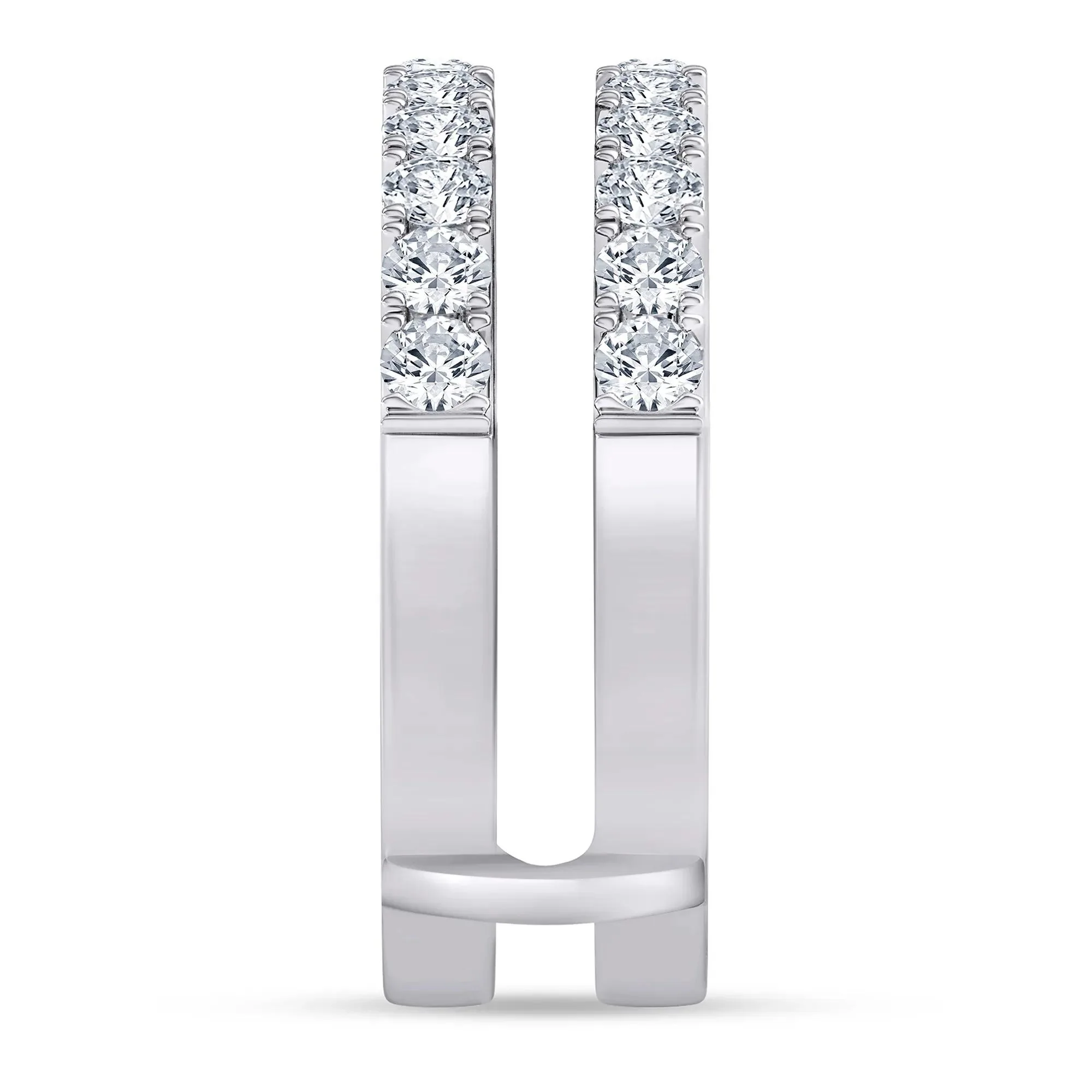 1 CT. Tw. Lab Grown Diamond French Pavé Ring Enhancer Platinum White Size 5.5 7.5mm - Image 3