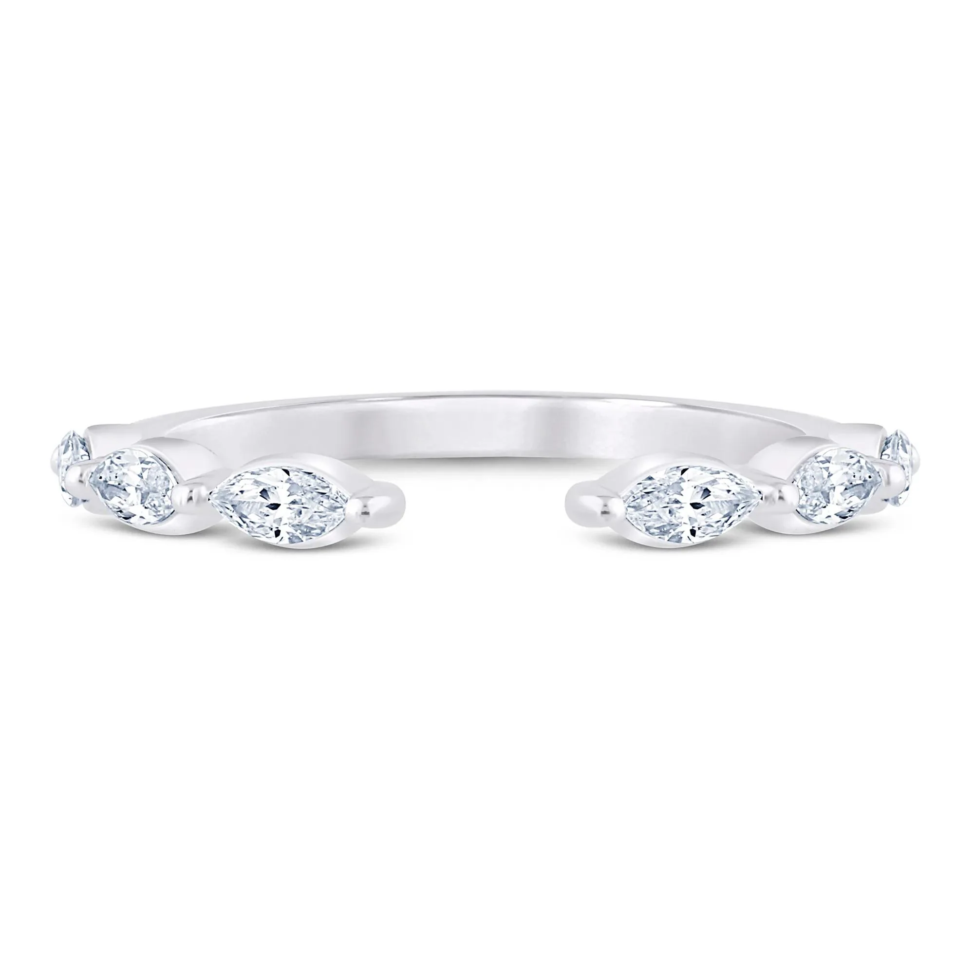3/8 CT. Tw. Lab Grown Diamond Open Stack Anniversary Band Ring Platinum White Size 5.5 1.5mm
