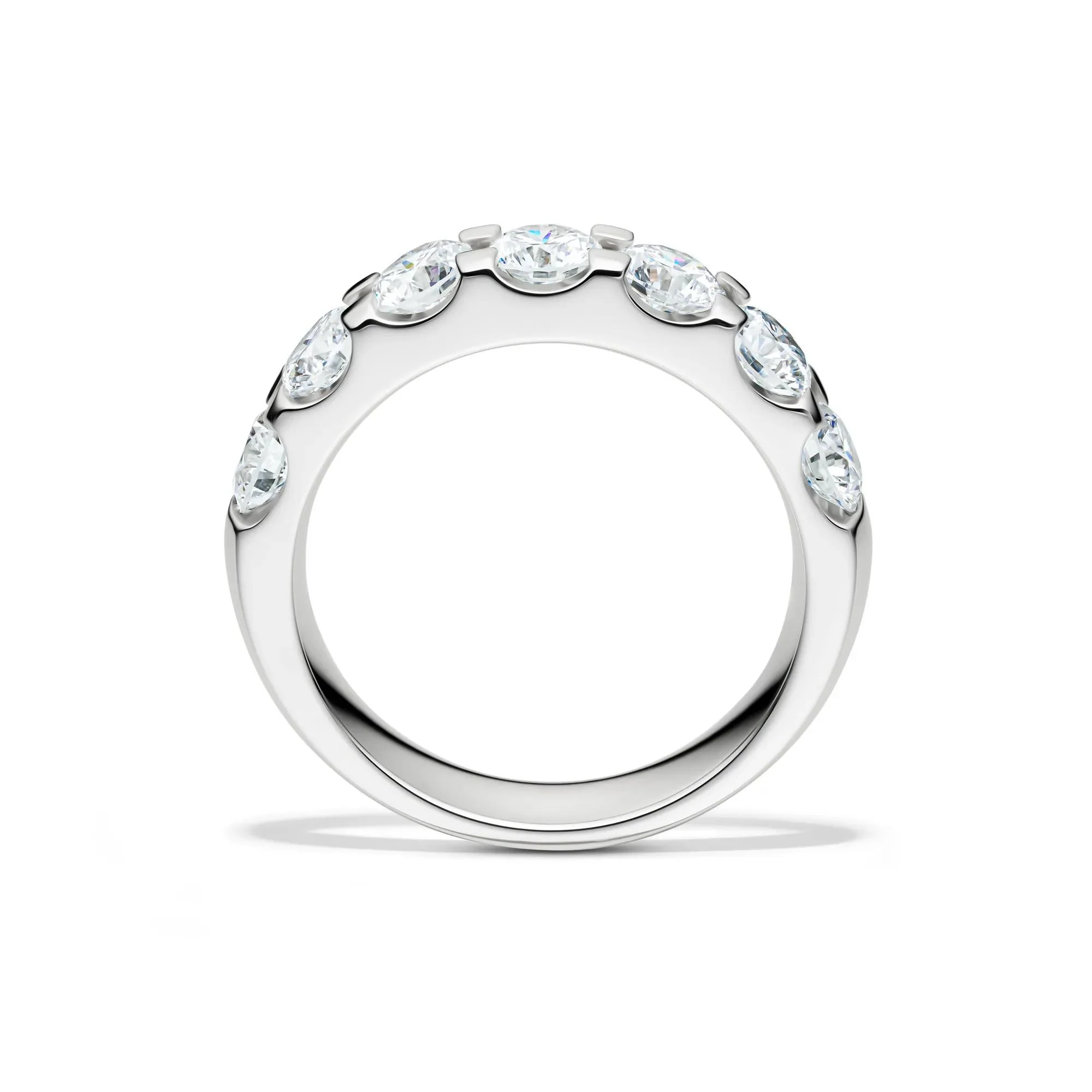 2 CT. Tw. Lab Grown Diamond Seven-Stone Anniversary Band Ring Platinum White Size 5.5 4.5mm - Image 2