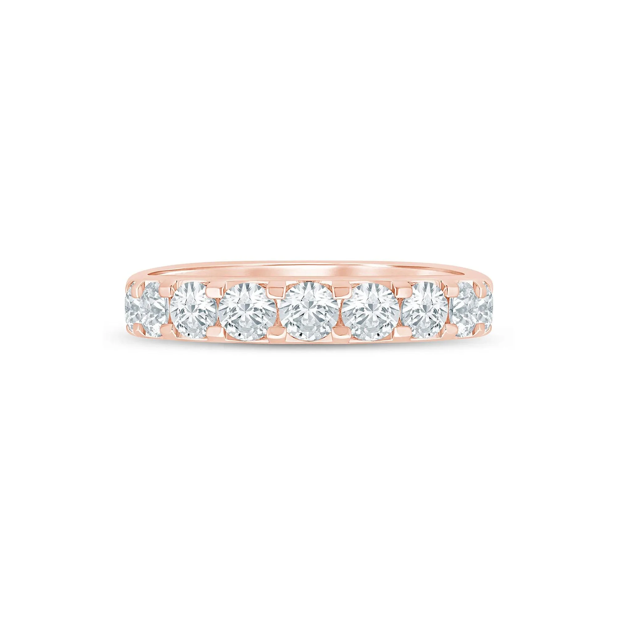 2 CT. Tw. Lab Grown Diamond Wedding Band Ring 14K Rose Gold Round Brilliant Cut Size 7 2mm