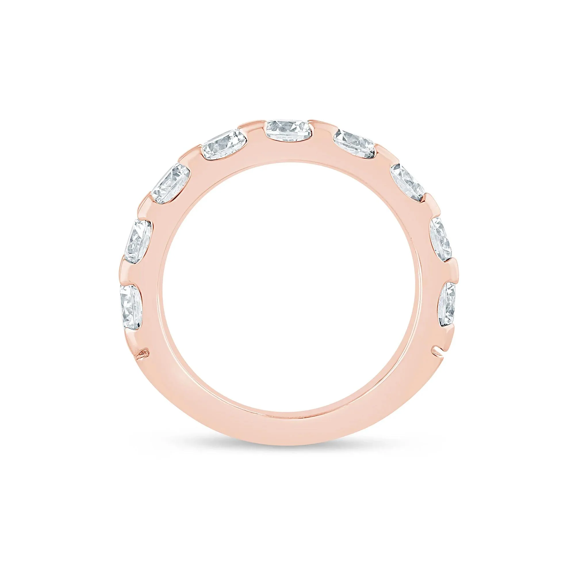 3 CT. Tw. Lab Grown Diamond Wedding Band Ring 14K Rose Gold Round Brilliant Cut Size 9 3mm - Image 2