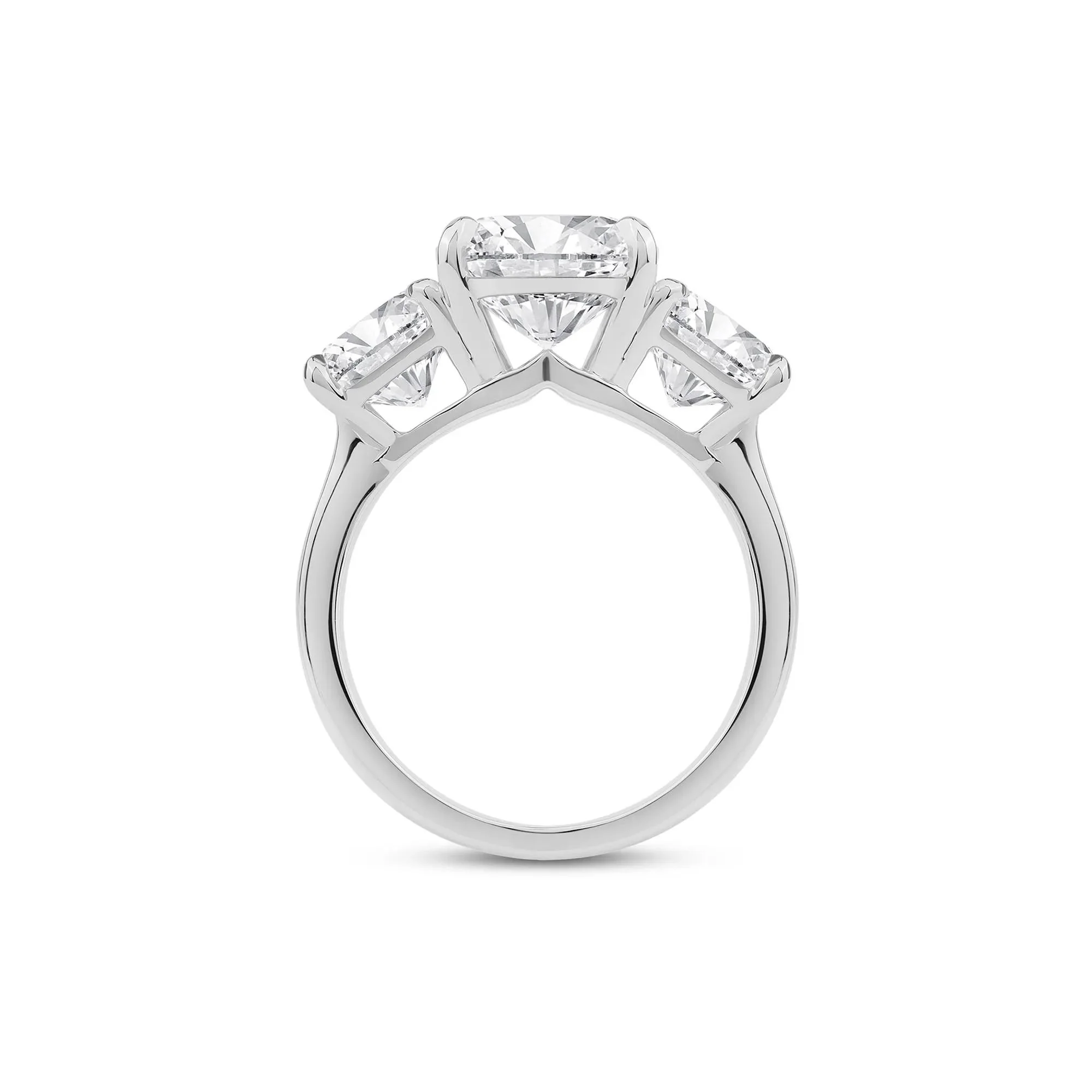 7 CT. Tw. Lab Grown Diamond Asscher-Cut Three Stone Engagement Ring Platinum White Size 6.5 2.5mm - Image 2