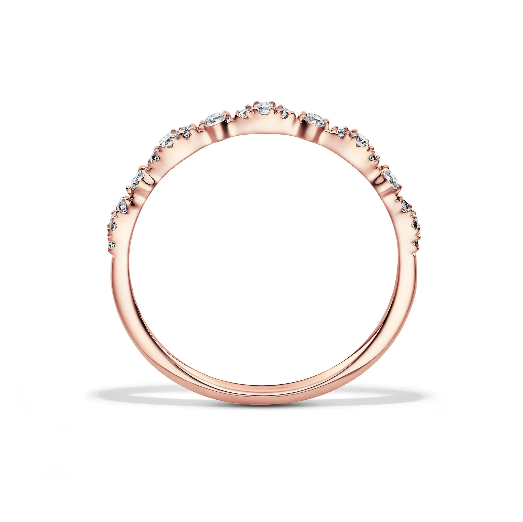 1/7 CT. Tw. Lab Grown Diamond Stack Band Ring 10K Rose Gold Size 5.5 1.5mm - Image 2