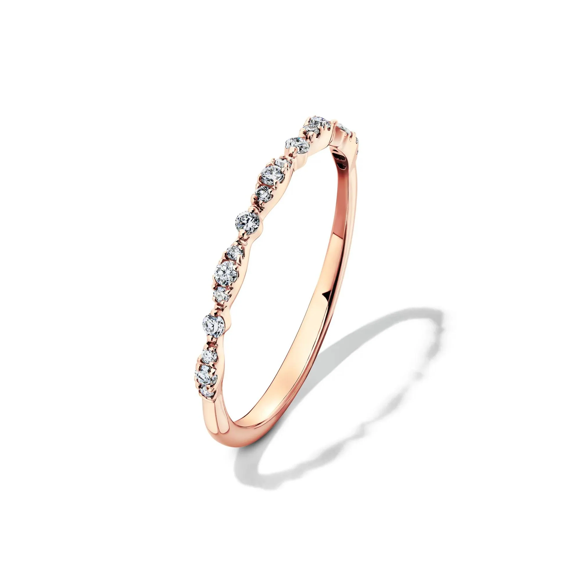 1/7 CT. Tw. Lab Grown Diamond Stack Band Ring 10K Rose Gold Size 5.5 1.5mm - Image 4