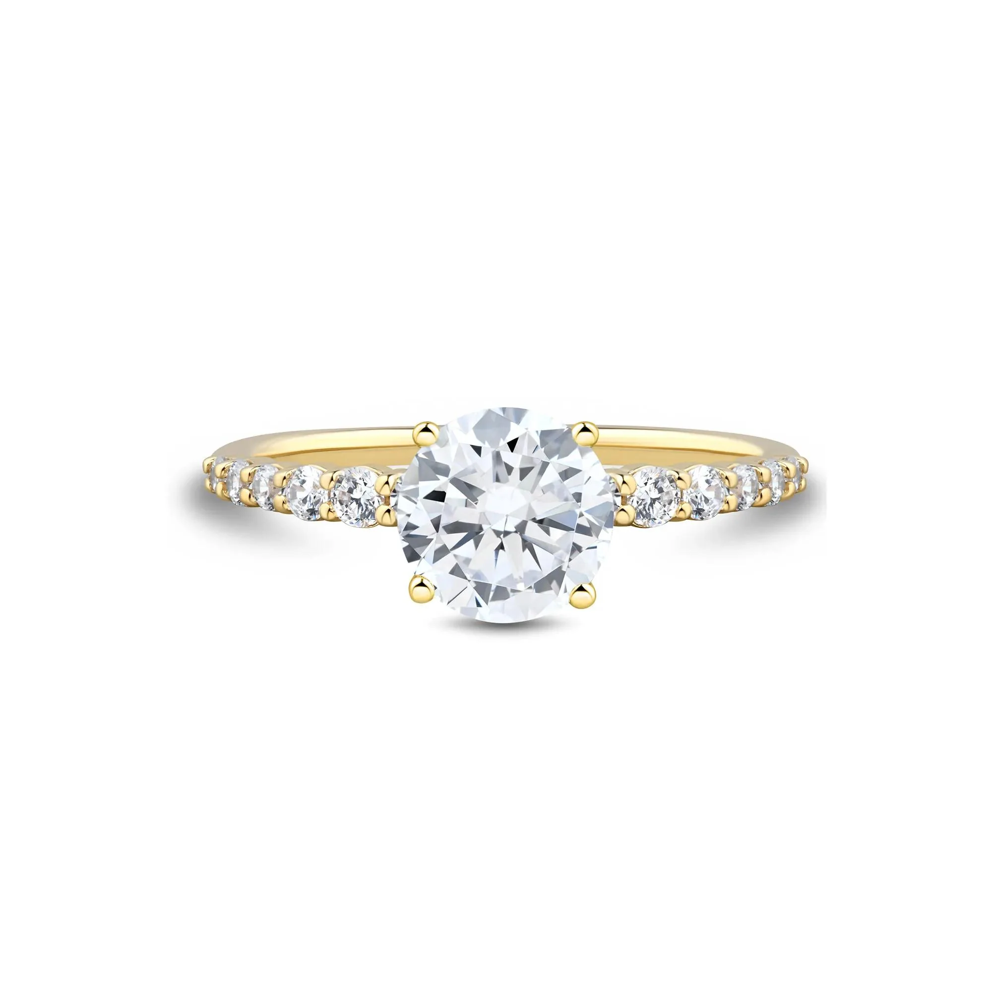 2 1/3 CT. Tw. Lab Grown Diamond Engagement Ring 14K Yellow Gold Size 7.5 1.5mm