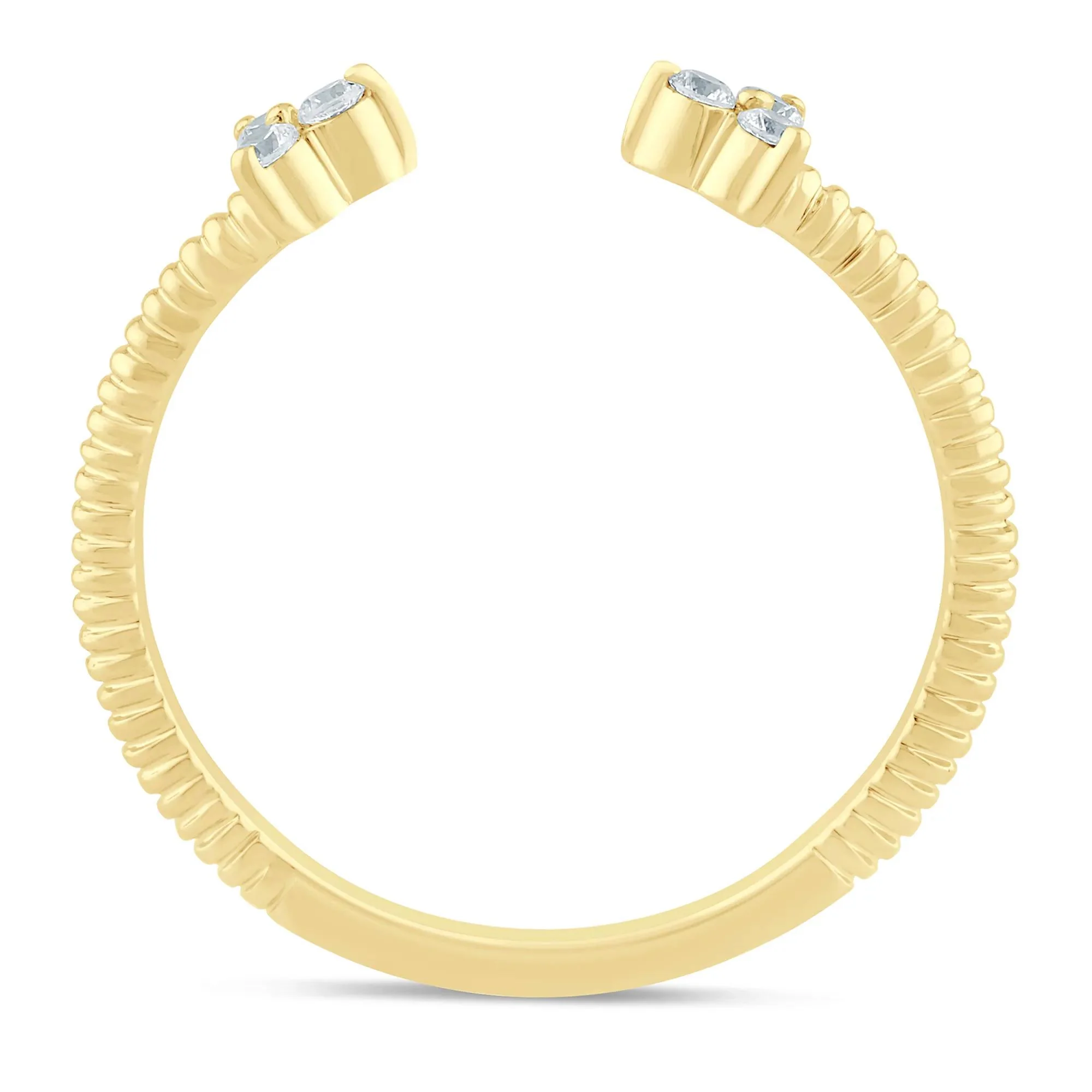 1/10 CT. Tw. Diamond Open Ring 10K Yellow Gold Size 9 1.5mm - Image 3