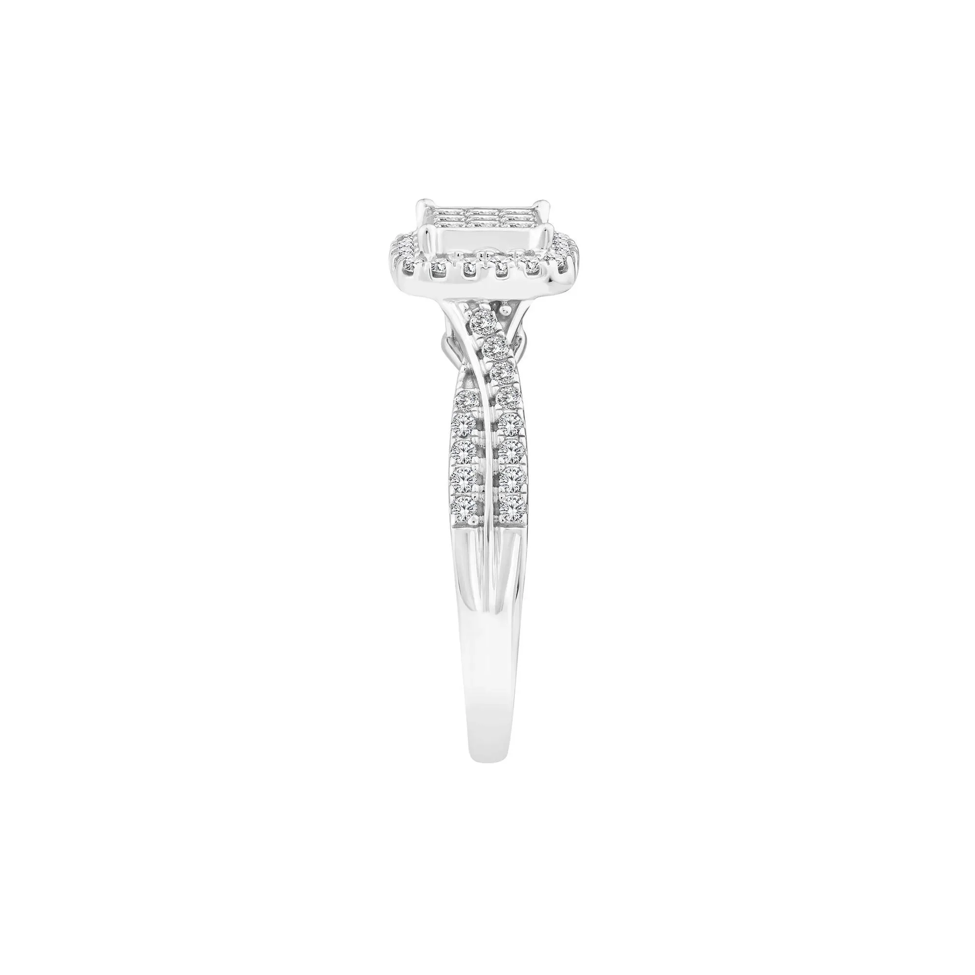 1/2 CT. Tw. Diamond Composite Engagement Ring 14K White Gold Size 9 2mm - Image 3