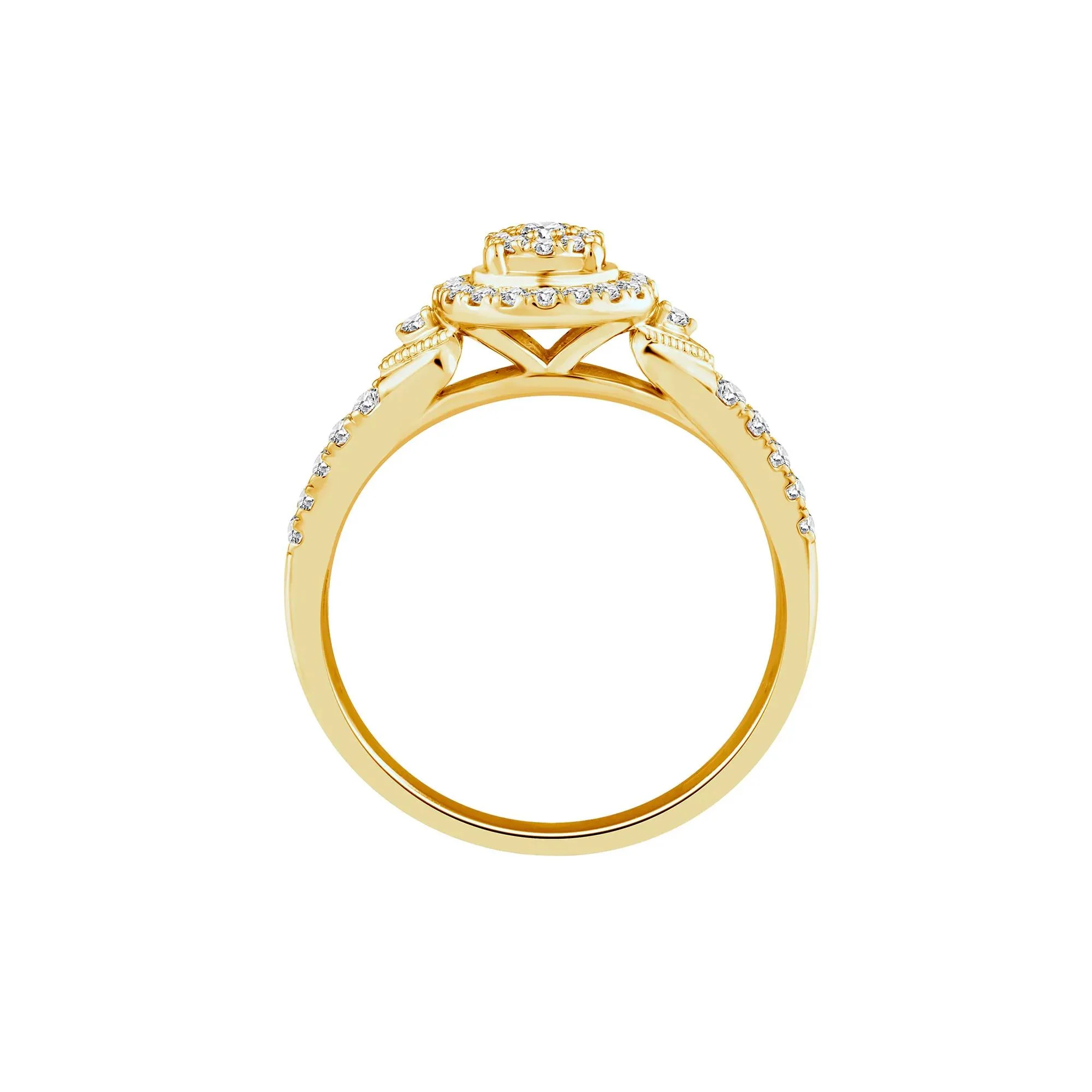 1/3 CT. Tw. Diamond Promise Ring 10K Yellow Gold Round Brilliant Cut Size 8 - Image 2