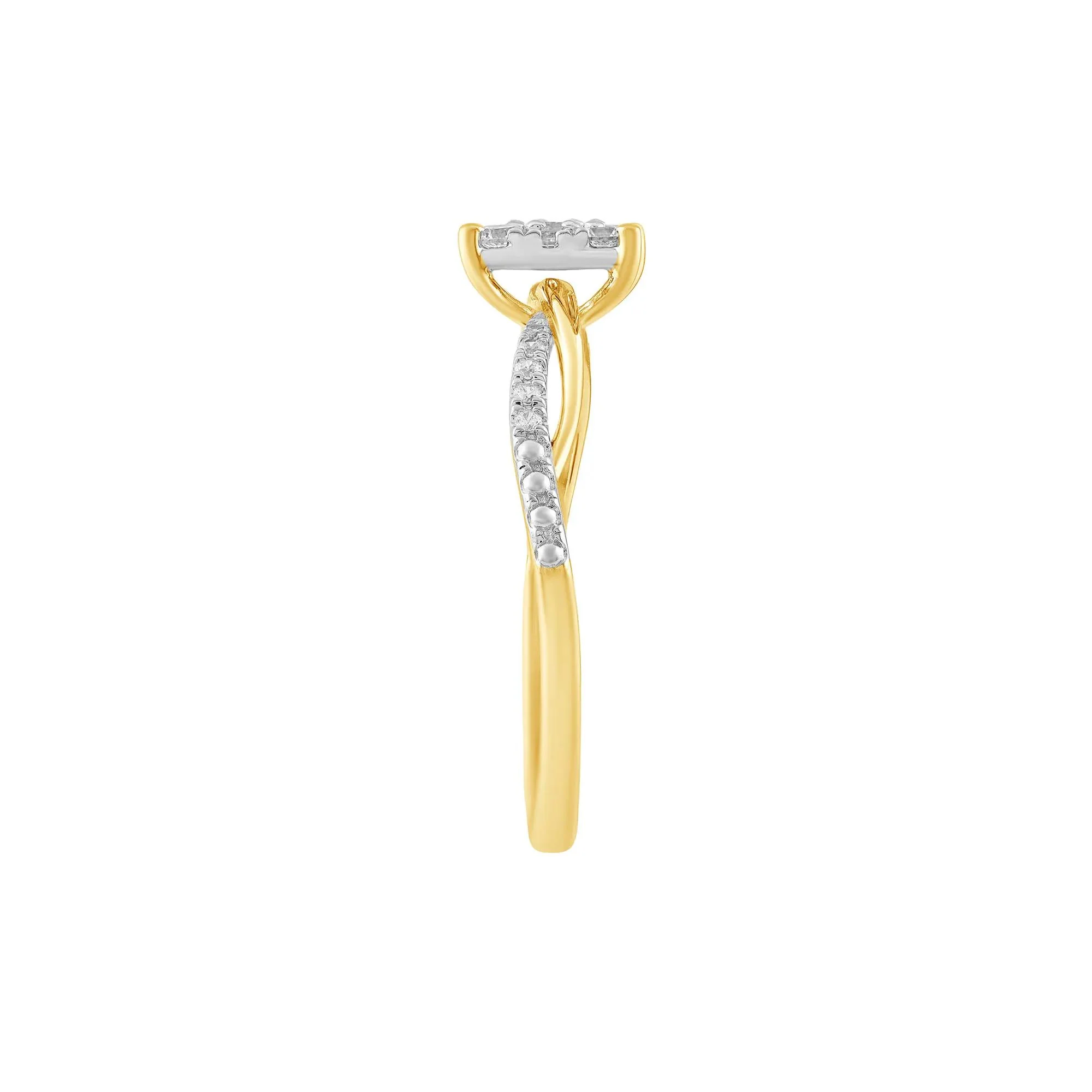 1/3 CT. Tw. Diamond Composite Promise Ring 10K Yellow and White Gold Size 9 - Image 3