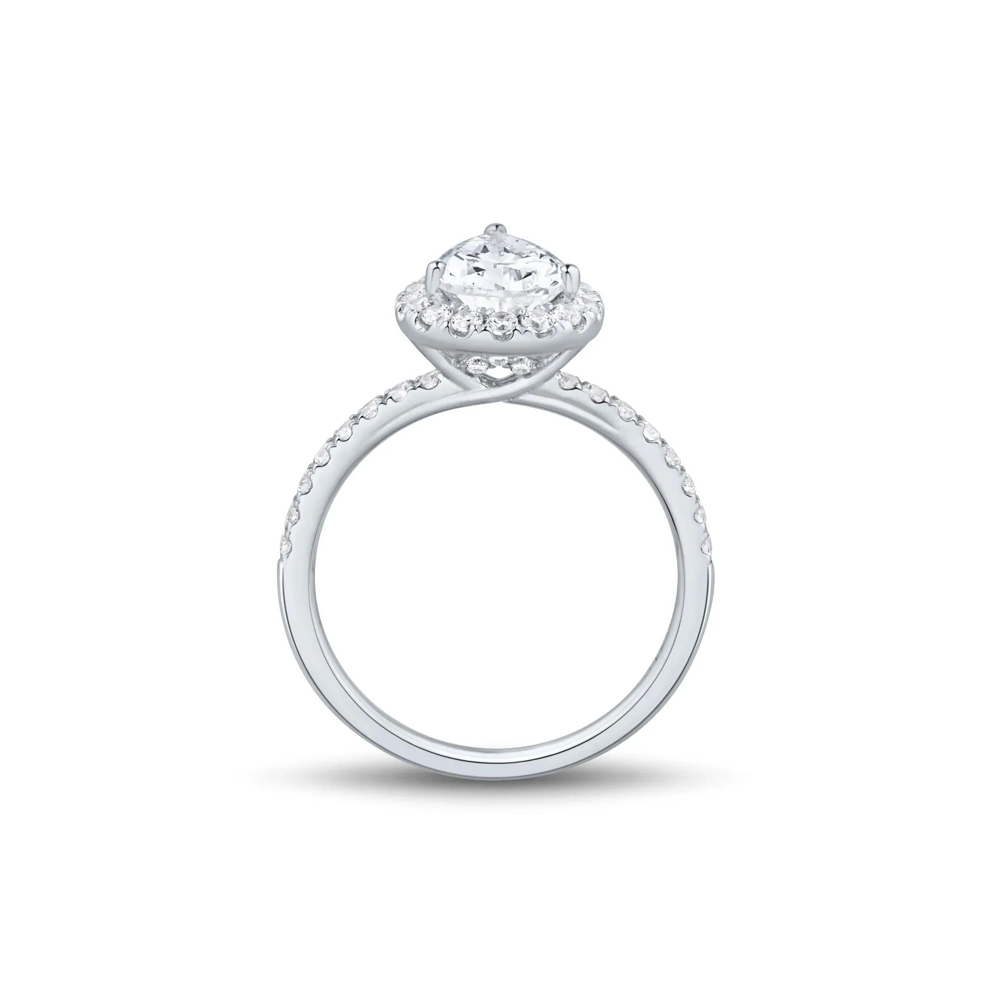 2 CT. Tw. Lab Grown Diamond Pear-Shaped Halo Engagement Ring 14K White Gold Size 6.5 1.5mm - Image 2
