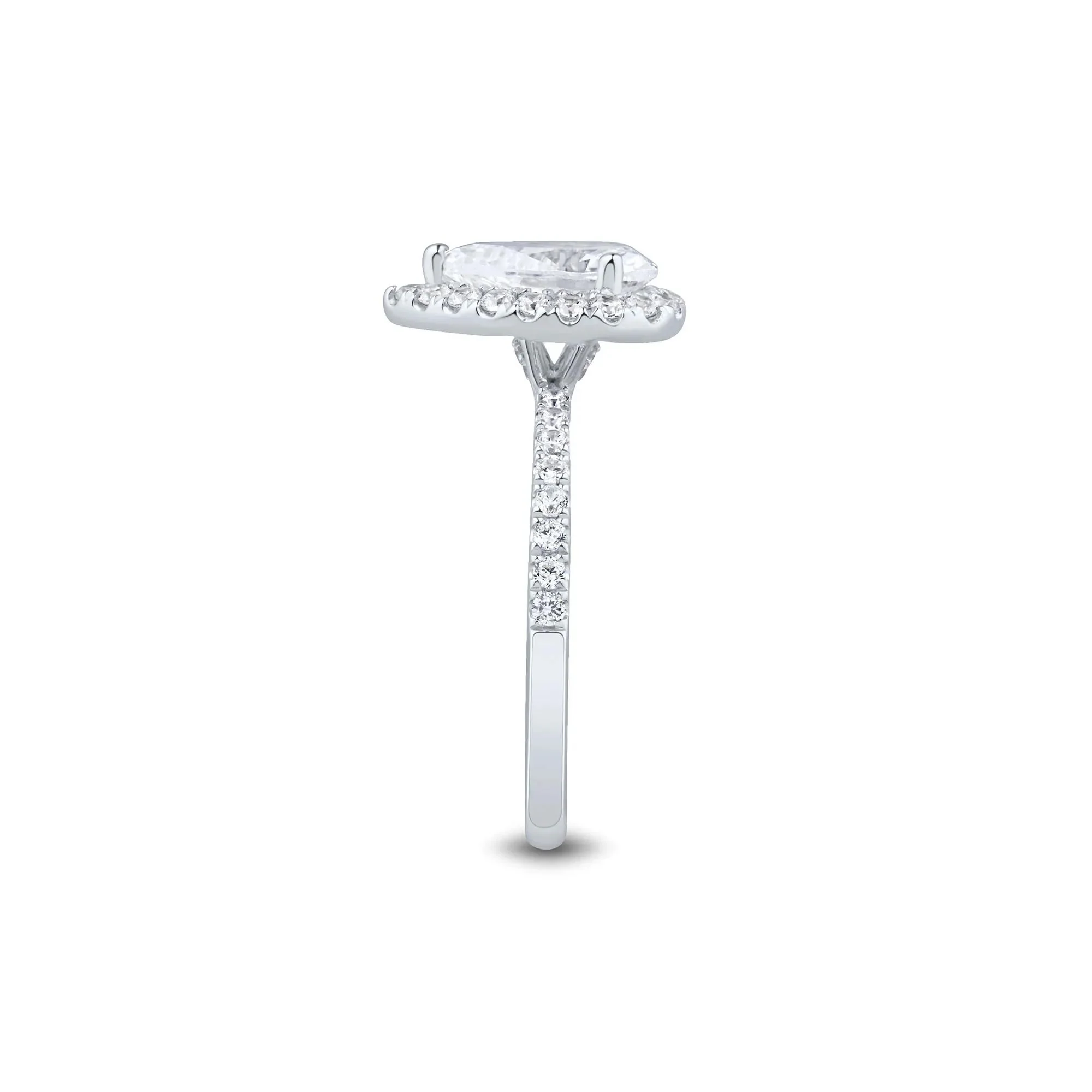 2 CT. Tw. Lab Grown Diamond Pear-Shaped Halo Engagement Ring 14K White Gold Size 8 1.5mm - Image 3