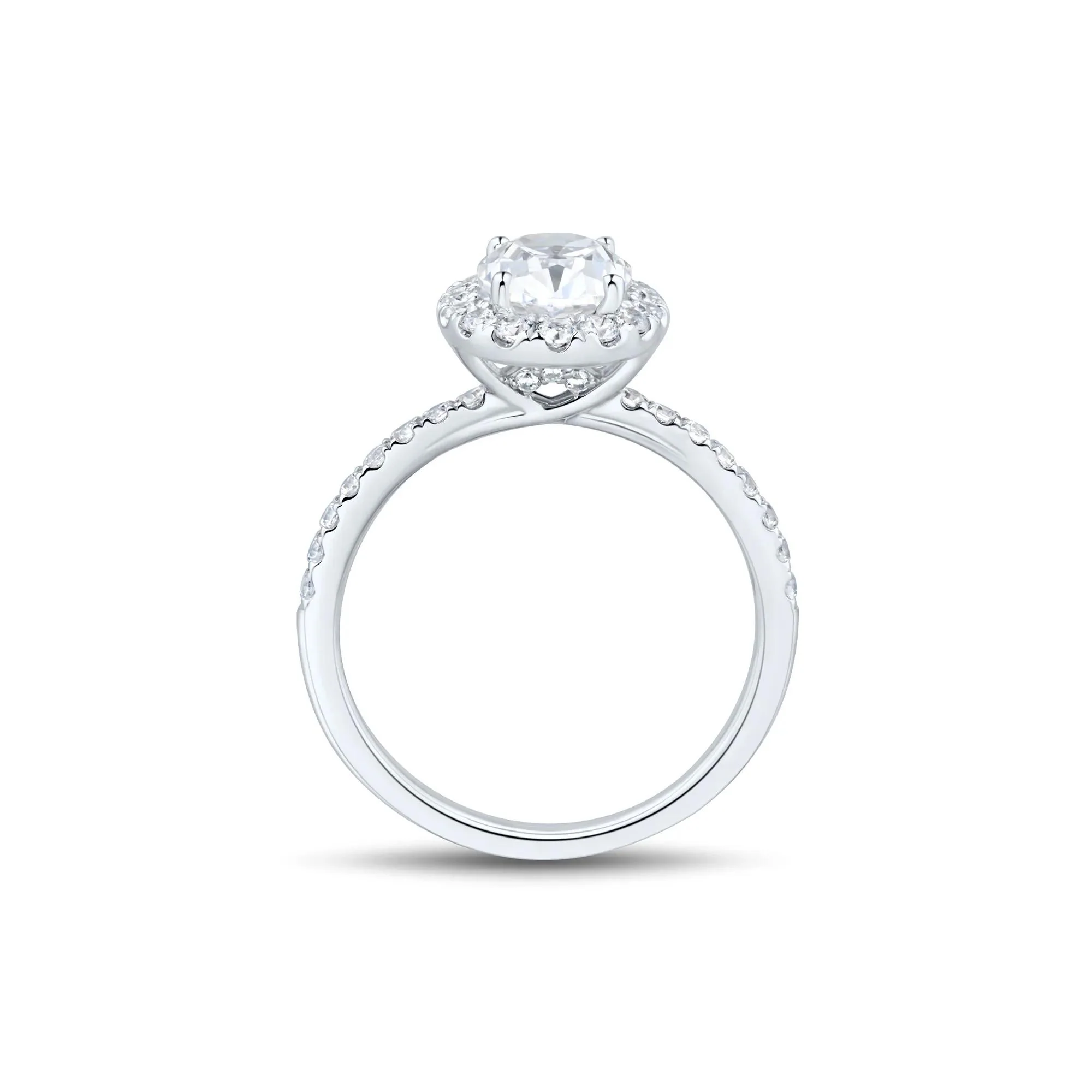 2 CT. Tw. Lab Grown Diamond Oval Halo Engagement Ring 14K White Gold Size 7.5 1.5mm - Image 2