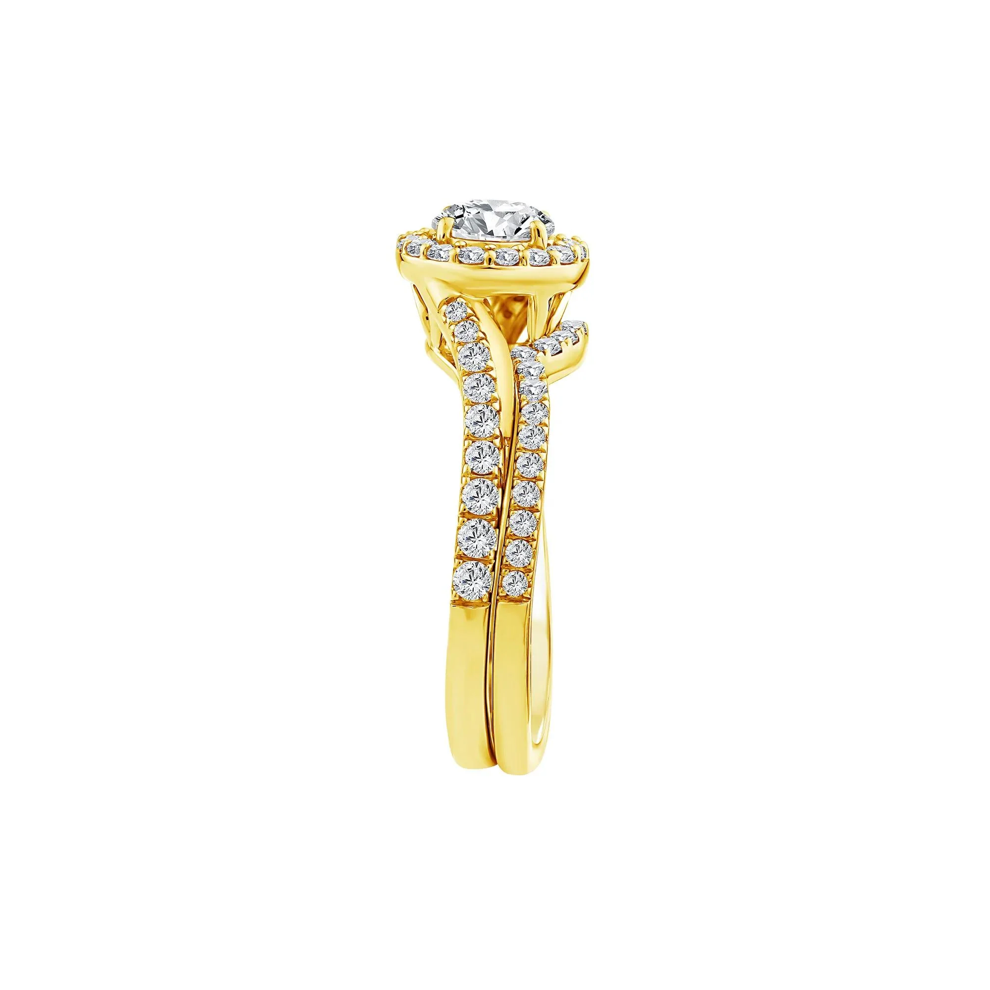 1/4 CT. Tw. Lab Grown Diamond Engagement Ring Set 10K Yellow Gold Size 6 1mm - Image 3