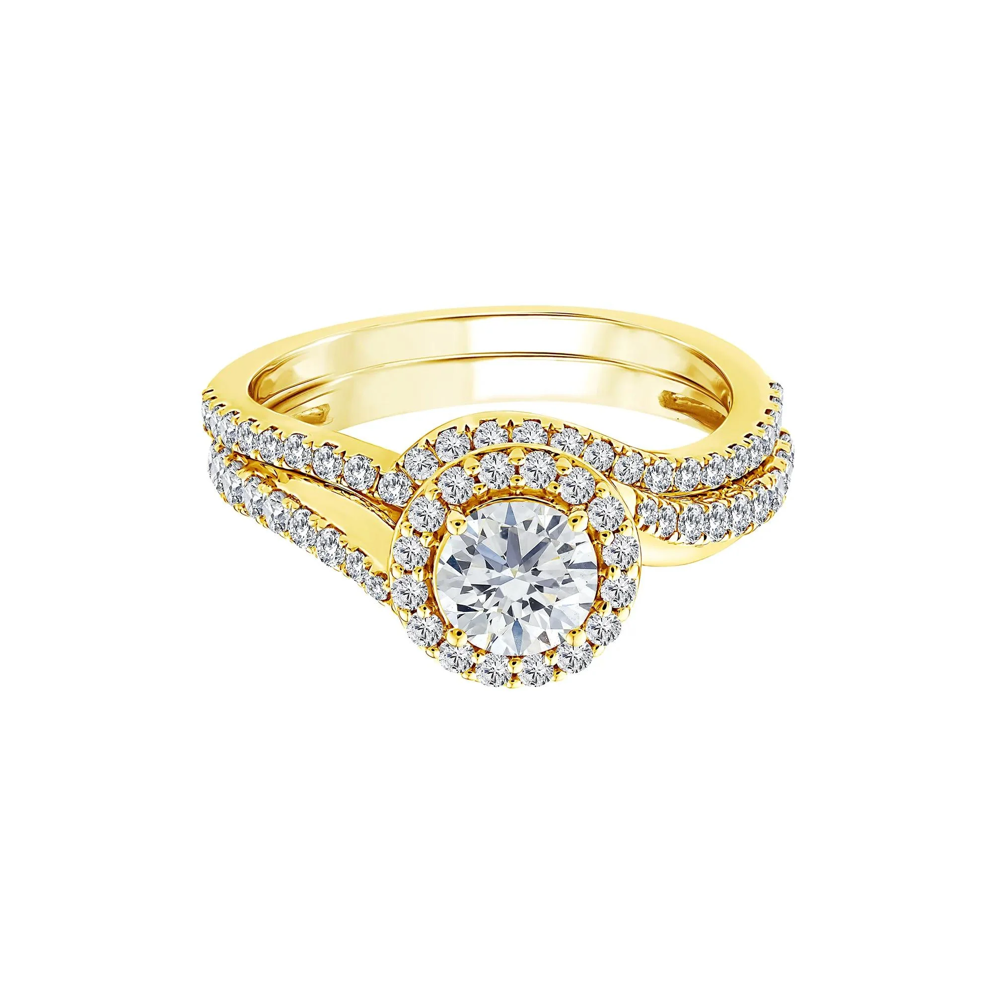 1/4 CT. Tw. Lab Grown Diamond Engagement Ring Set 10K Yellow Gold Size 8 1mm