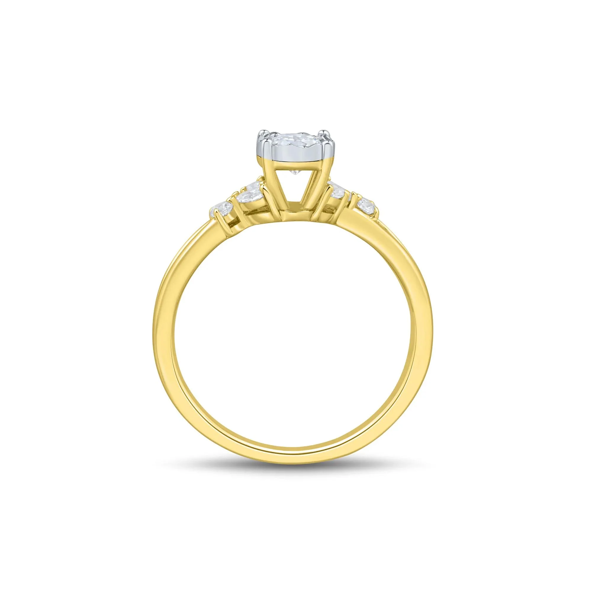 1/2 CT. Tw. Lab Grown Diamond Promise Ring 10K Yellow and White Gold Size 5.5 1mm - Image 3
