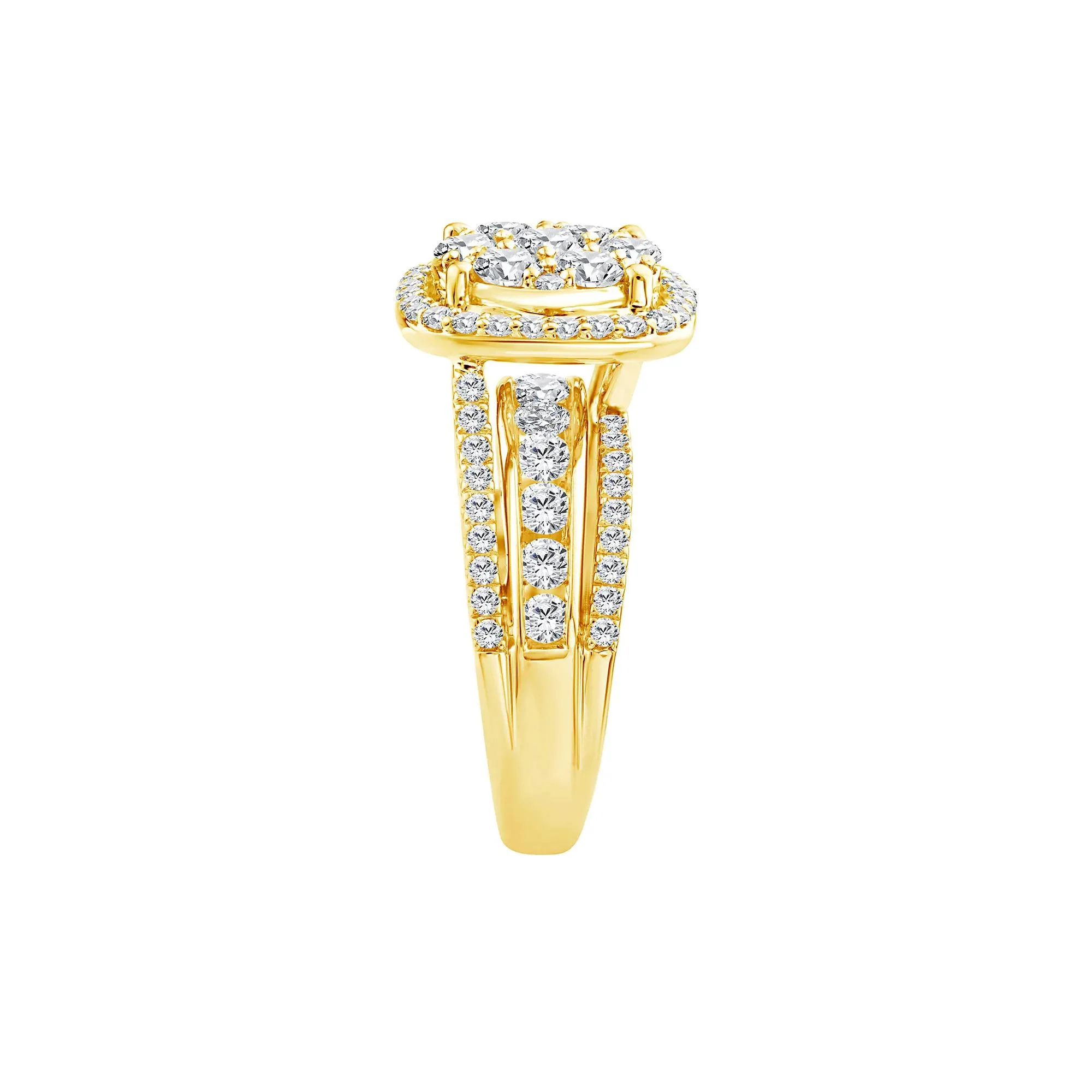 2 CT. Tw. Diamond Composite Engagement Ring 10K Yellow Gold Round Brilliant Cut Size 9 2.5mm - Image 3