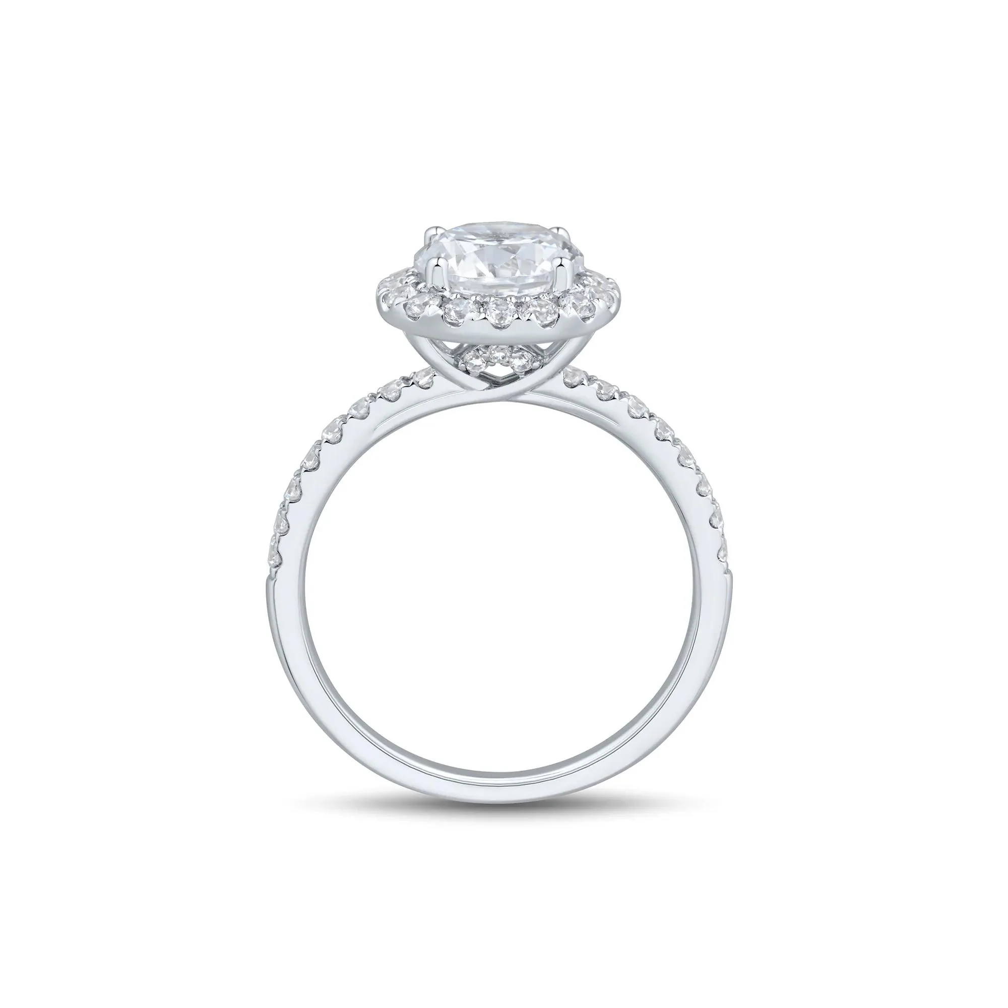 2 CT. Tw. Lab Grown Diamond Halo Engagement Ring 14K White Gold Size 8 1mm - Image 2