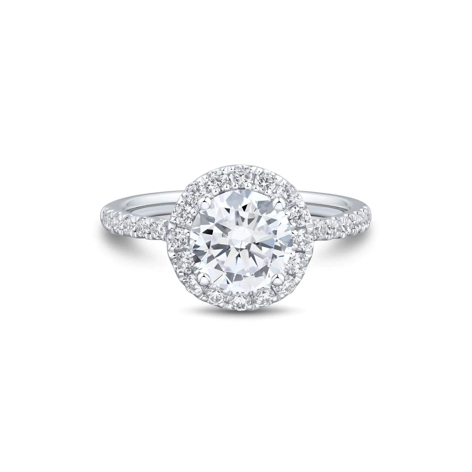 2 CT. Tw. Lab Grown Diamond Halo Engagement Ring 14K White Gold Size 9 1mm