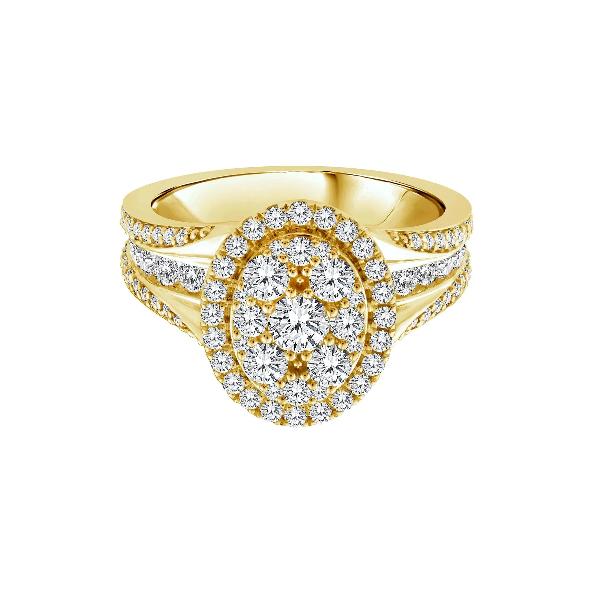 1/2 CT. Tw. Diamond Composite Engagement Ring 10K Yellow Gold Round Brilliant Cut Size 9