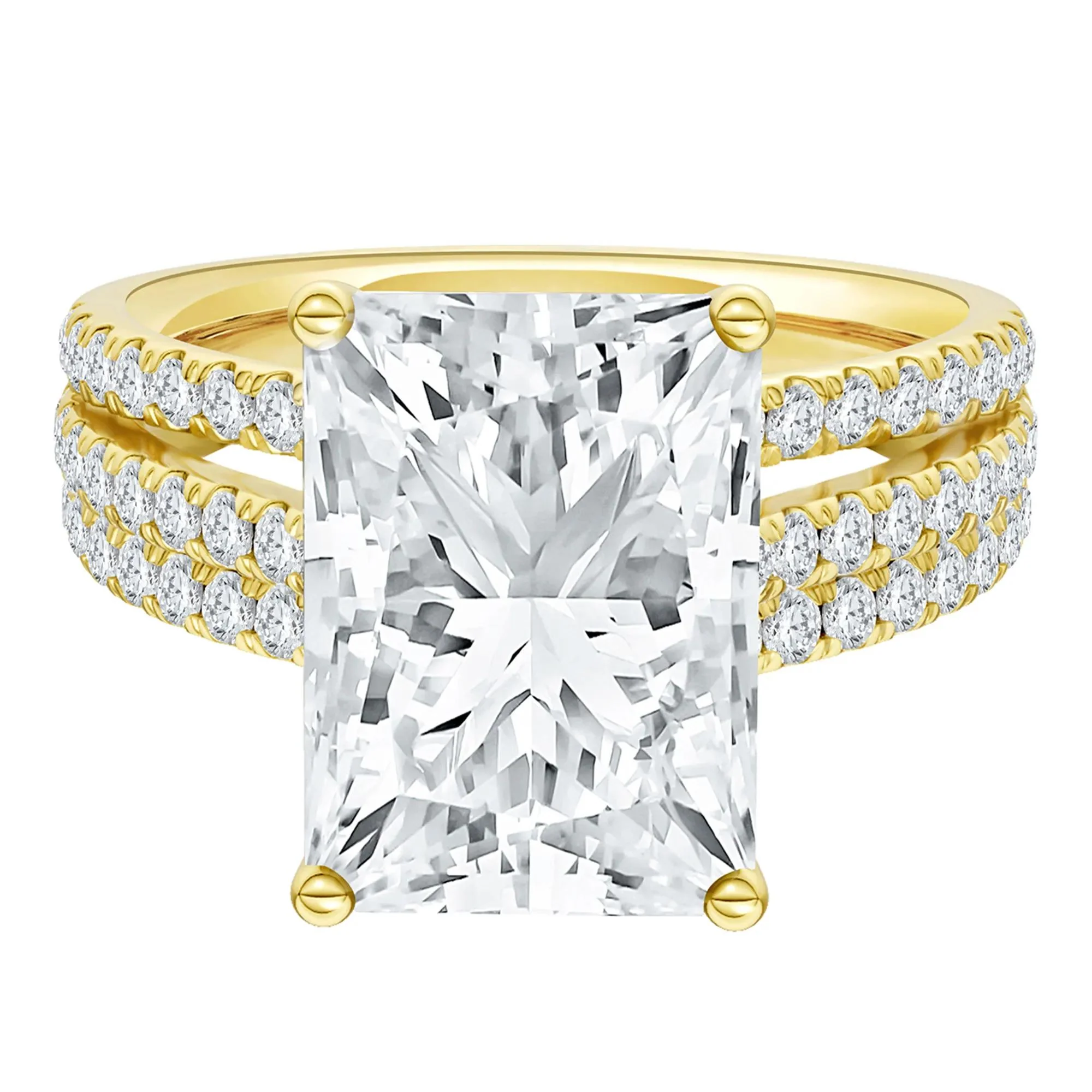 5 1/2 CT. Tw. Lab Grown Diamond Engagement Ring 14K Yellow Gold Size 7.5 2mm