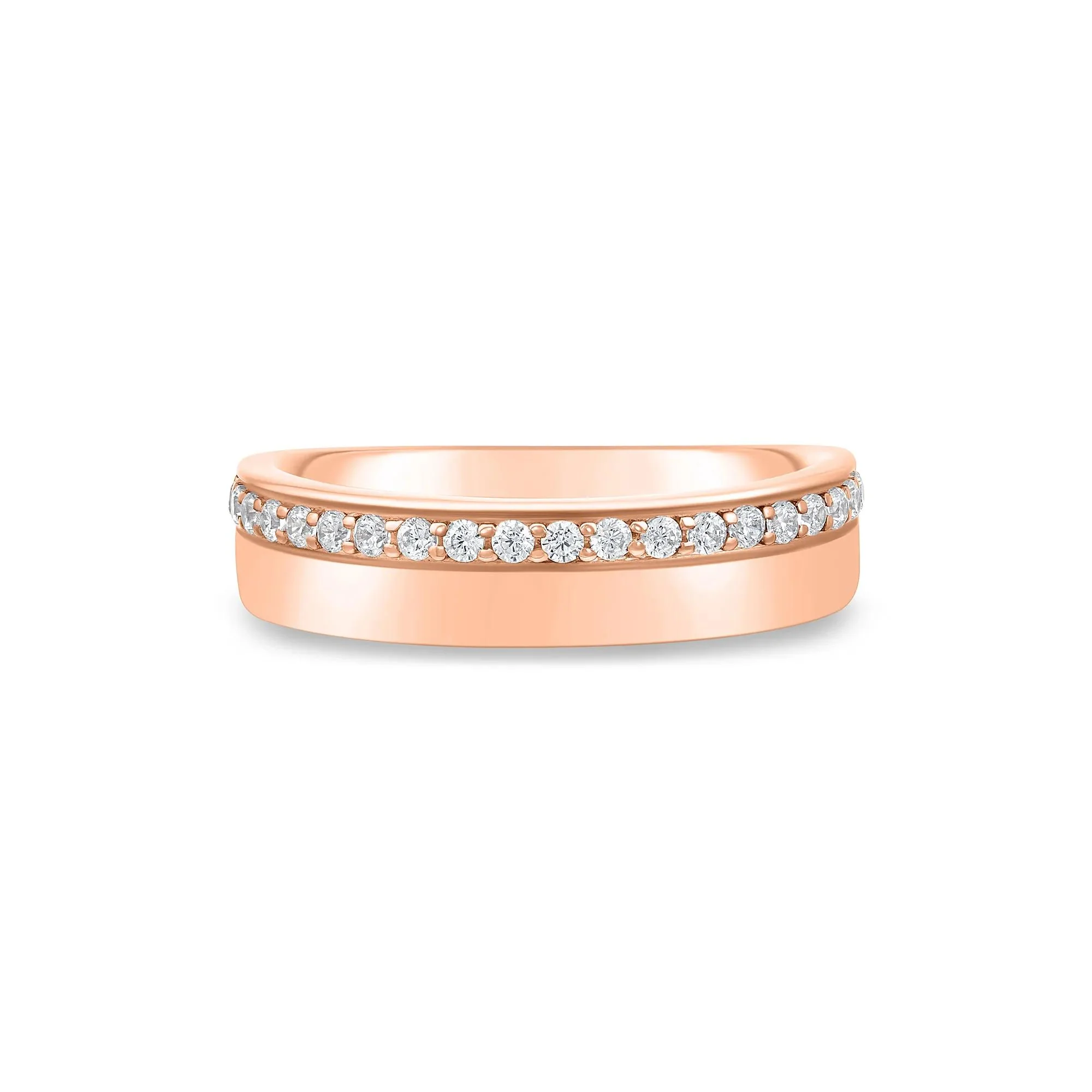 1/4 CT. Tw. Lab Grown Diamond High-Polish Band Ring 10K Rose Gold Round Brilliant Cut Size 7 1.5mm