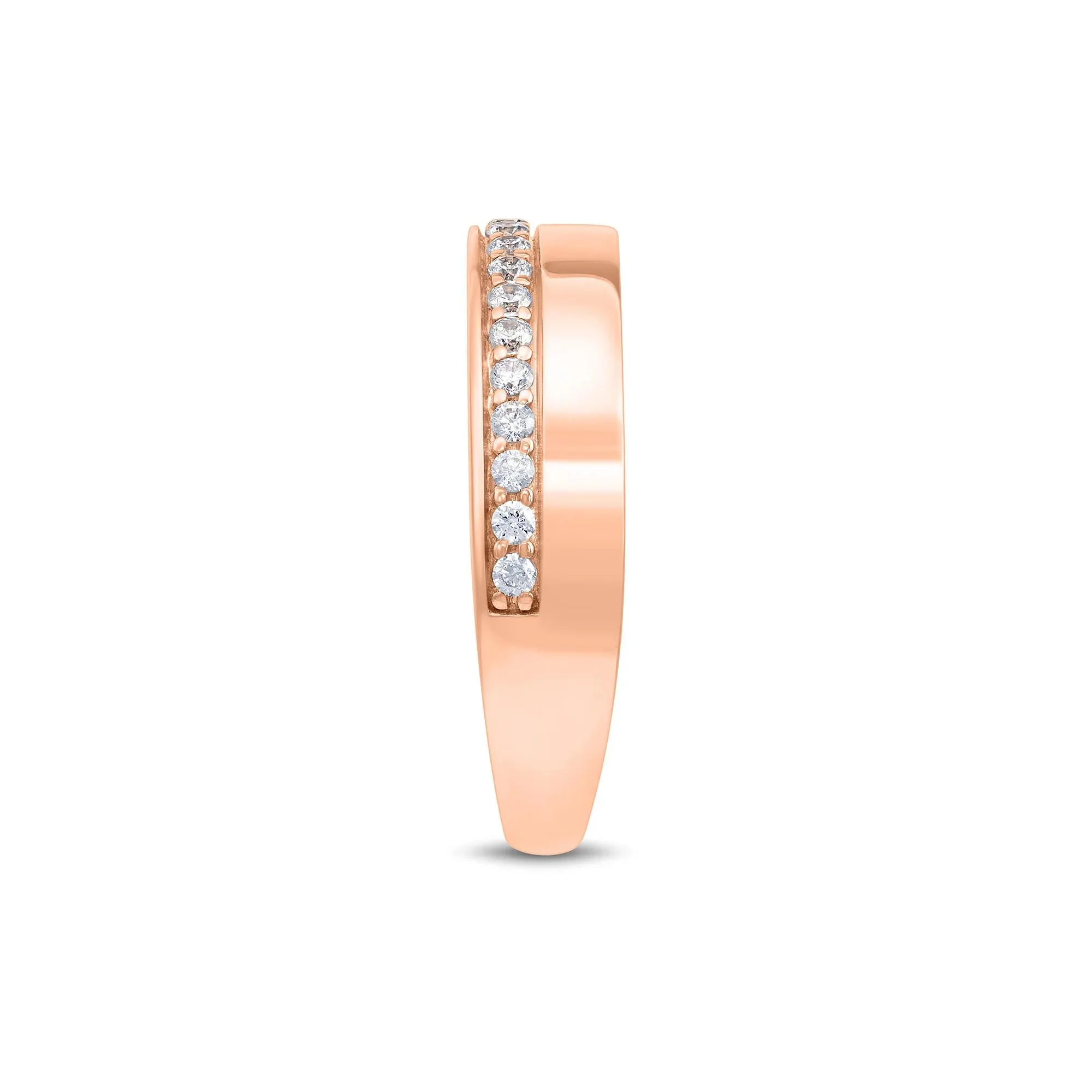 1/4 CT. Tw. Lab Grown Diamond High-Polish Band Ring 10K Rose Gold Round Brilliant Cut Size 7 1.5mm - Image 3