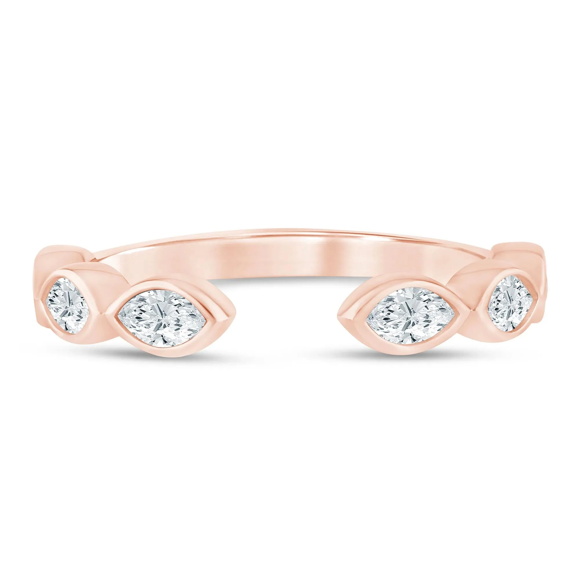 5/8 CT. Tw. Lab Grown Diamond Marquise Open Band Ring 14K Rose Gold Size 5.5 2mm