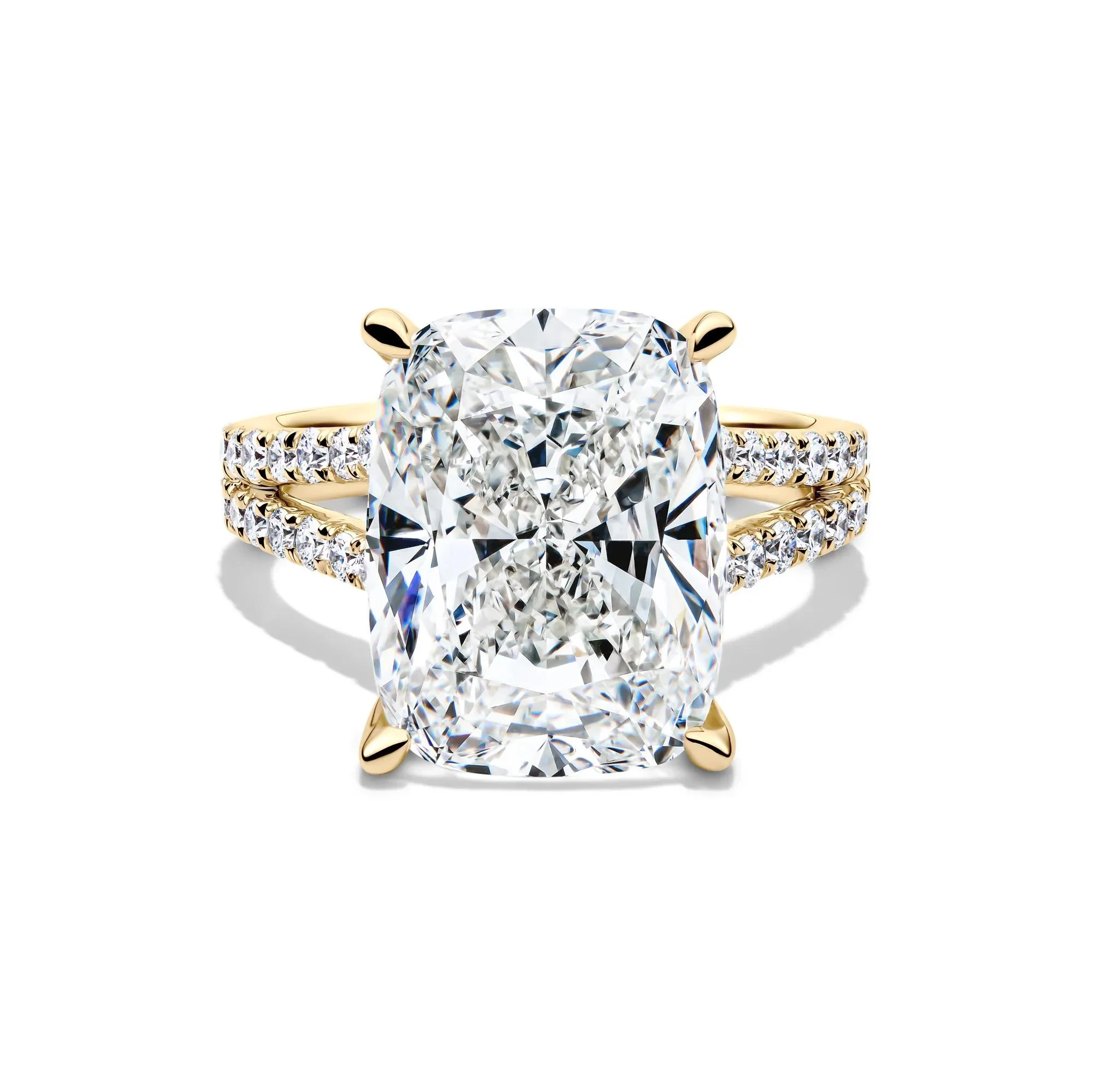 11 CT. Tw. Lab Grown Diamond Elongated Cushion-Cut Engagement Ring 14K Yellow Gold Size 6.5 1.5mm