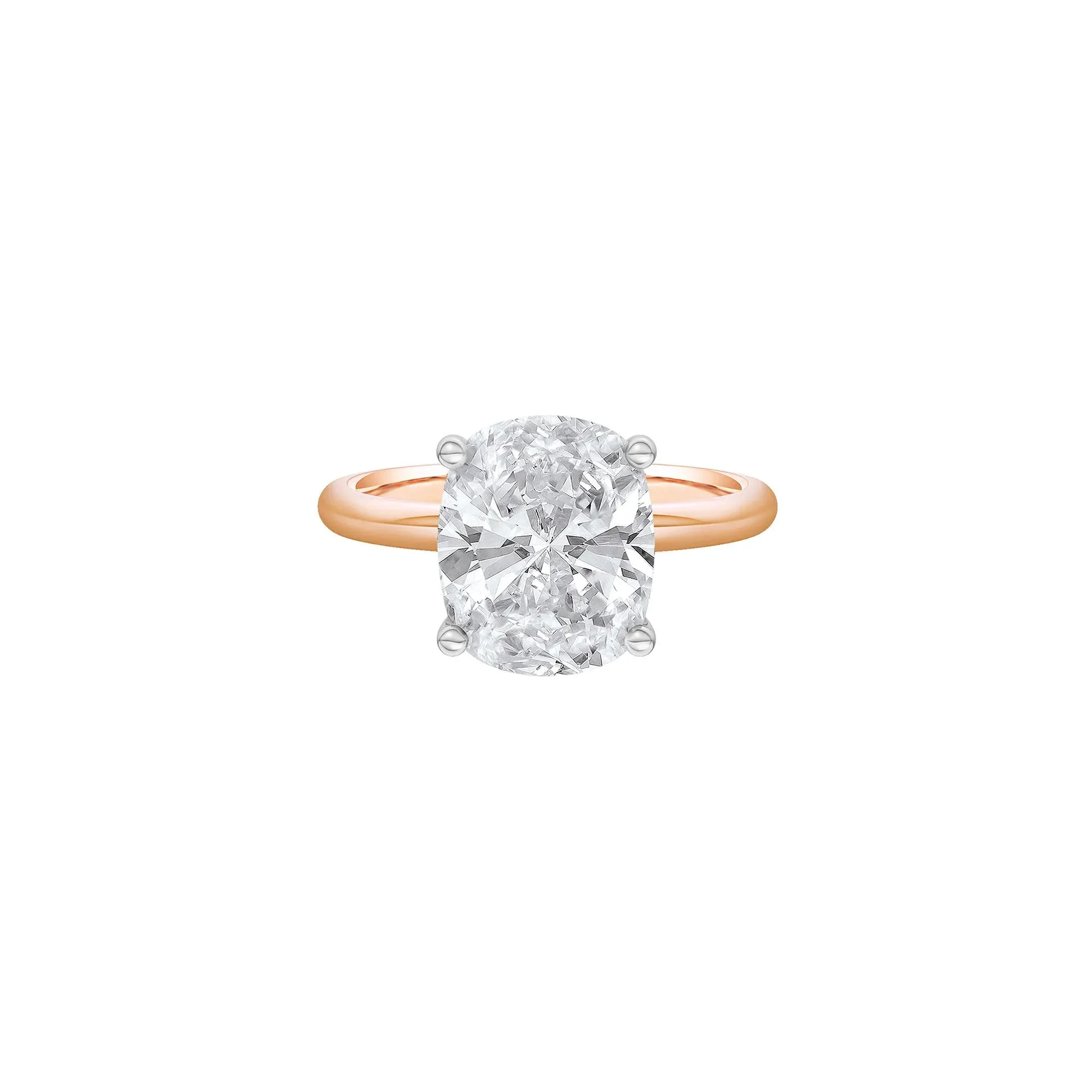 5 CT. Tw. Lab Grown Diamond Elongated Cushion-Cut Engagement Ring 14K Rose and White Gold Size 6.5 2mm