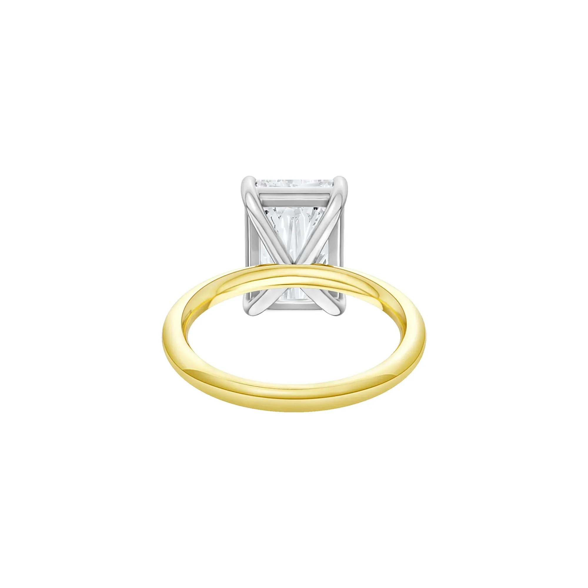 Lab Grown Diamond Radiant-Cut Solitaire Ring 14K Yellow & White Gold (5 CT.) Size 4.5 2mm - Image 4
