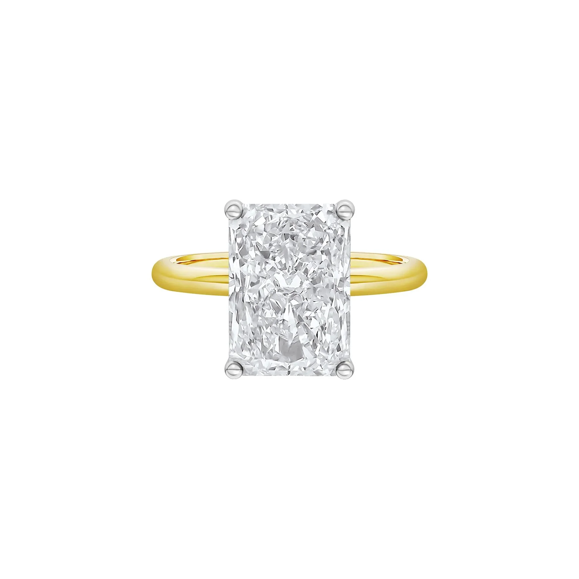Lab Grown Diamond Radiant-Cut Solitaire Ring 14K Yellow & White Gold (5 CT.) Size 8.5 2mm