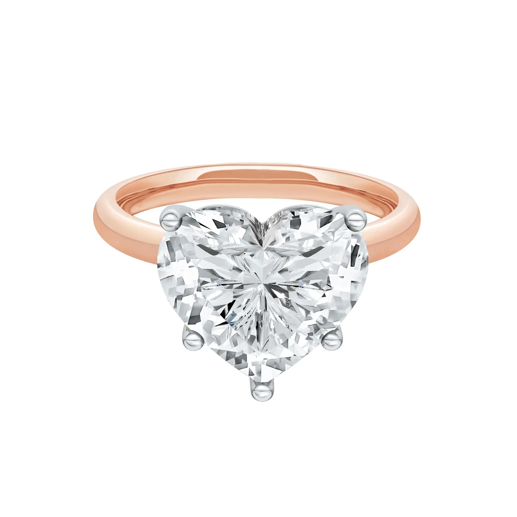 Lab Grown Diamond Heart-Shaped Solitaire Ring 14K Rose & White Gold (5 CT.) Size 6 2mm