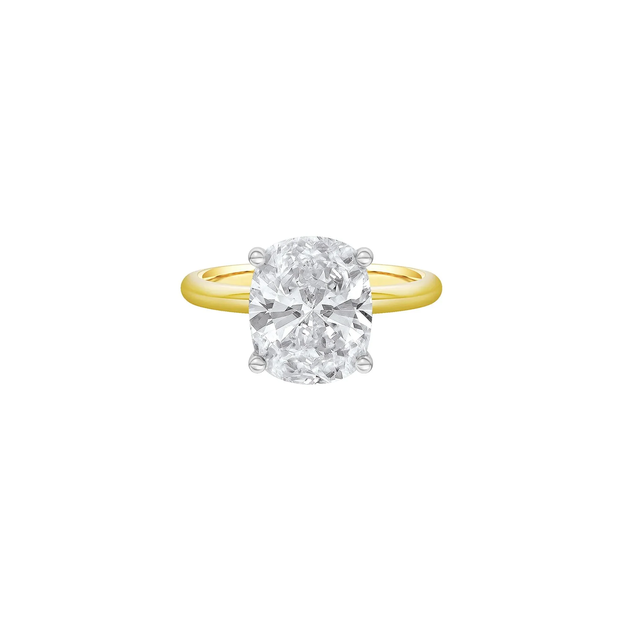 5 CT. Tw. Lab Grown Diamond Elongated Cushion-Cut Engagement Ring 14K Yellow and White Gold Size 10.5 2mm