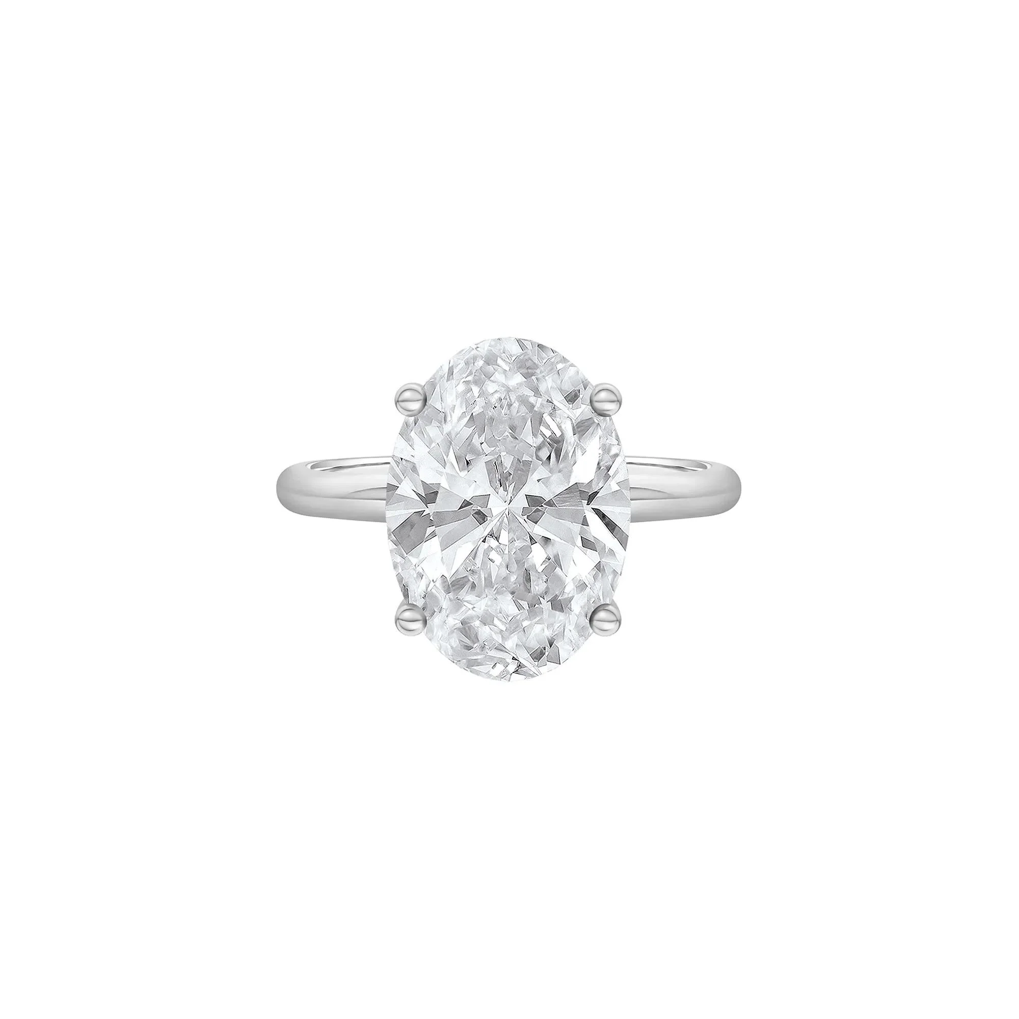 Lab Grown Diamond Oval Solitaire Ring 14K White Gold (5 CT.) Size 8.5 2mm