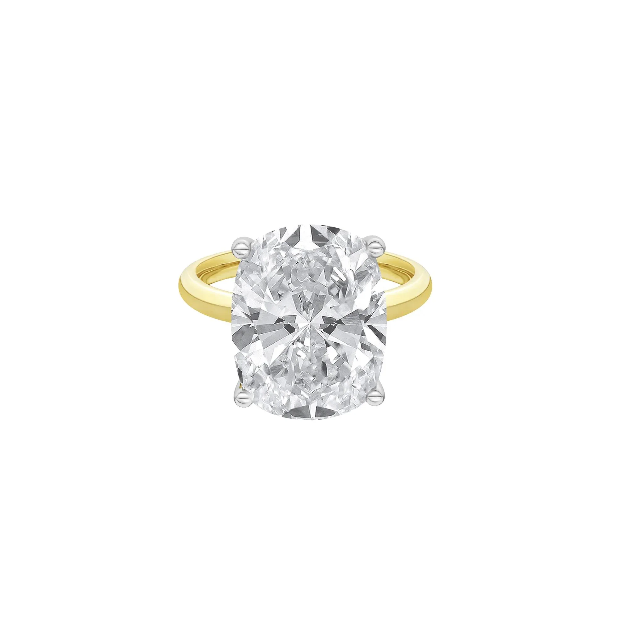 7 CT. Tw. Lab Grown Diamond Elongated Cushion-Cut Engagement Ring 14K Yellow and White Gold Size 11.5 2mm