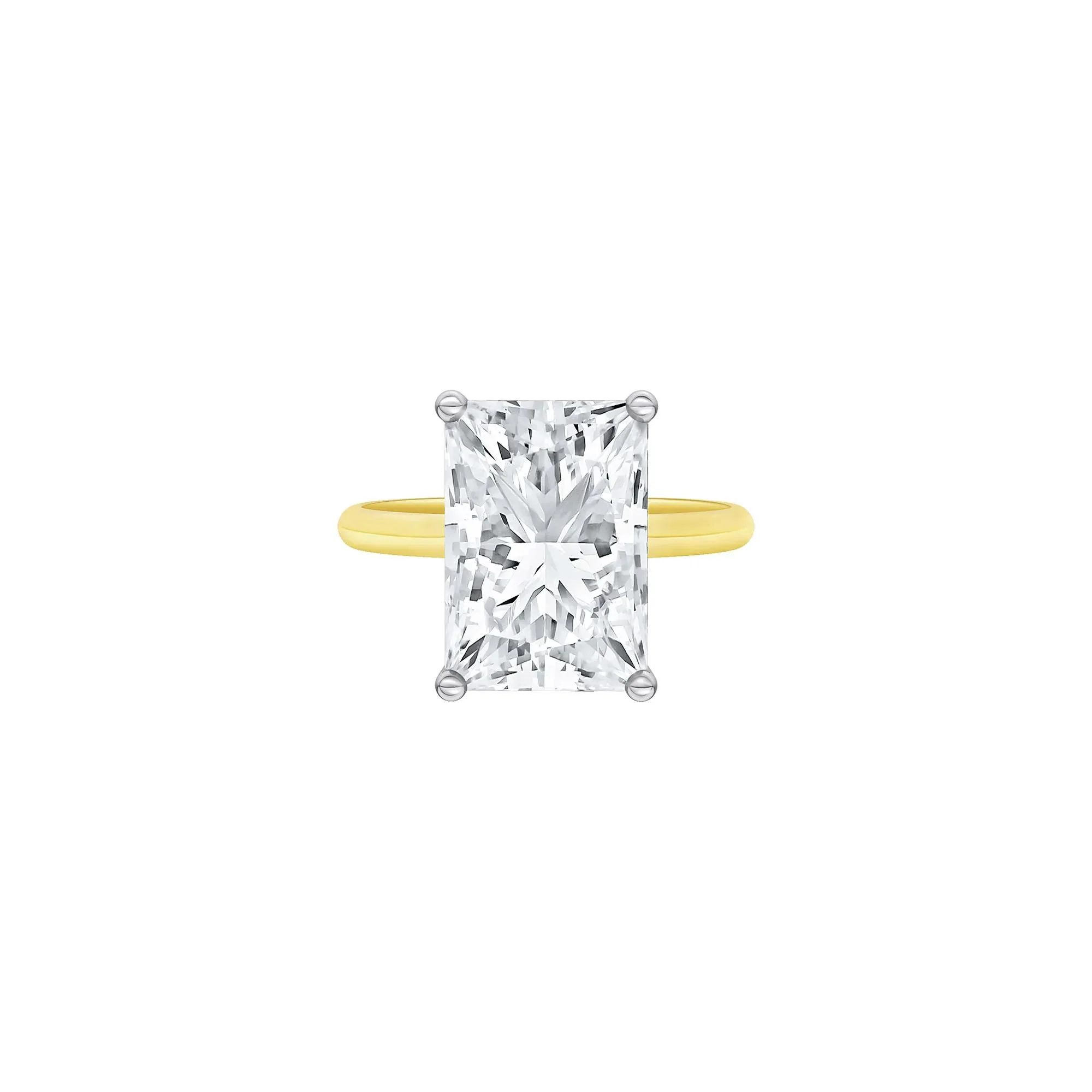 Lab Grown Diamond Radiant-Cut Solitaire Ring 14K Yellow & White Gold (6 CT.) Size 4.5 2mm