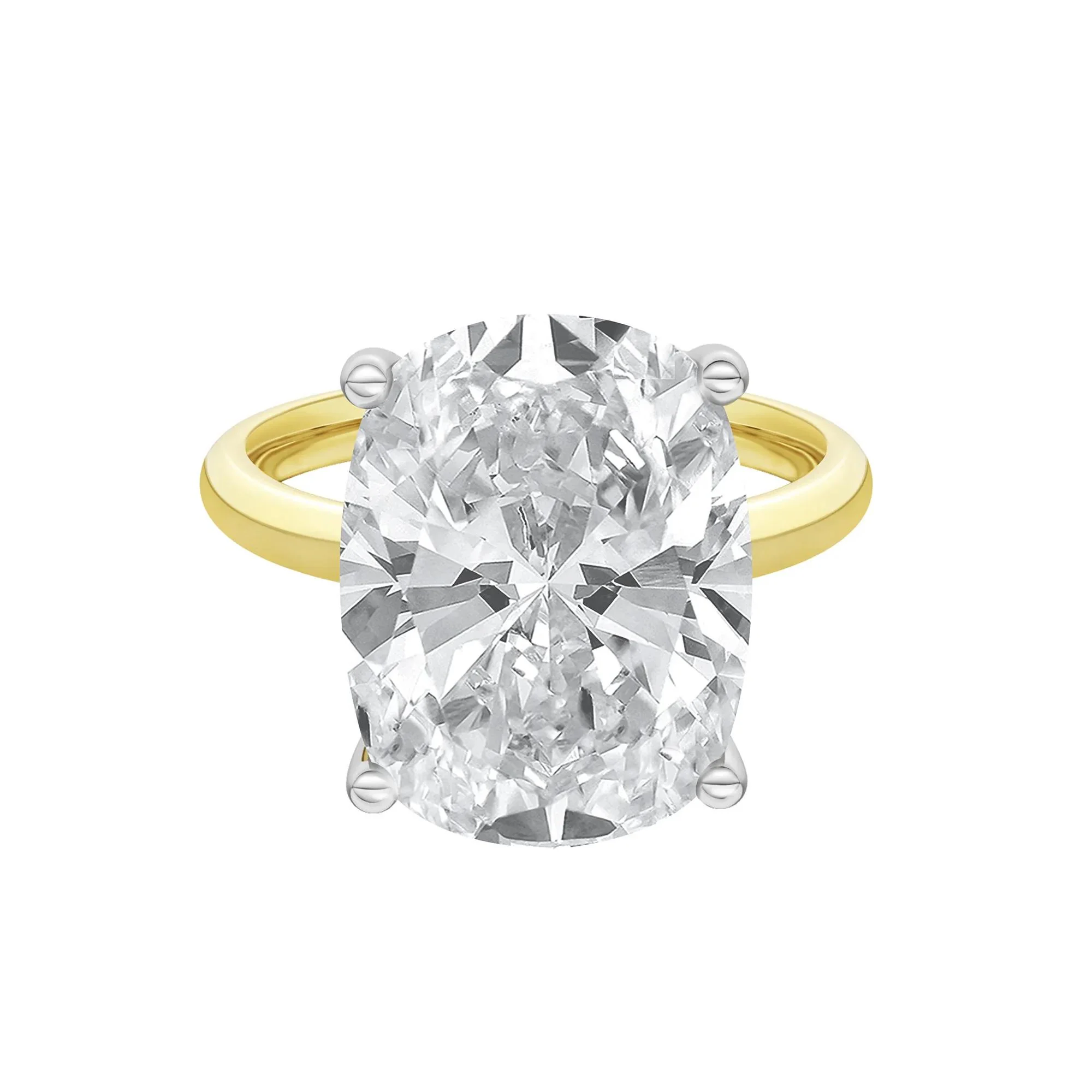 8 CT. Tw. Lab Grown Diamond Elongated Cushion-Cut Engagement Ring 14K Yellow and White Gold Size 9 2mm