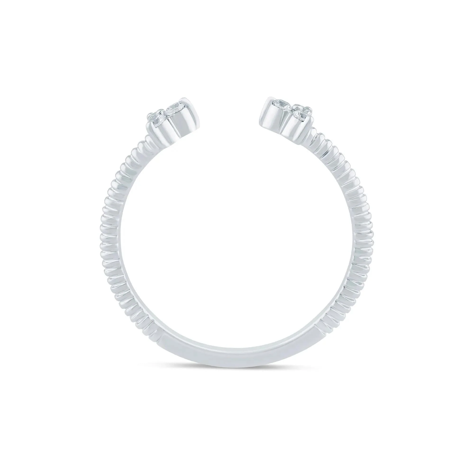 1/10 CT. Tw. Diamond Open Ring 10K White Gold Size 5.5 1.5mm - Image 2