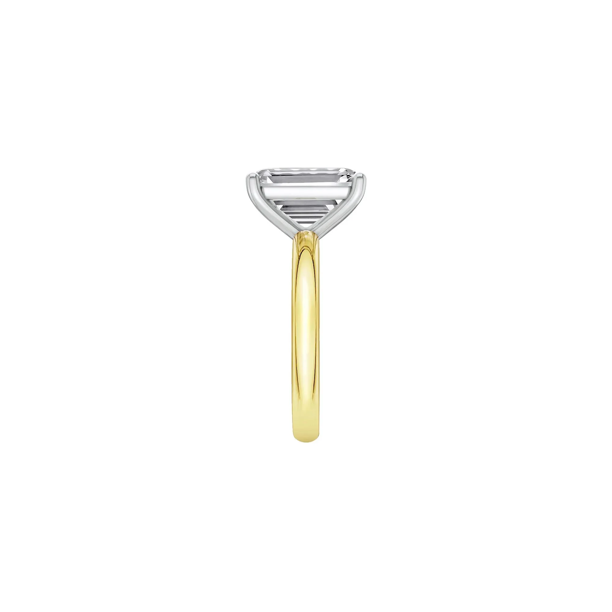 Lab Grown Diamond Emerald-Cut Solitaire Ring 14K Yellow & White Gold (5 CT.) Size 10 2mm - Image 3