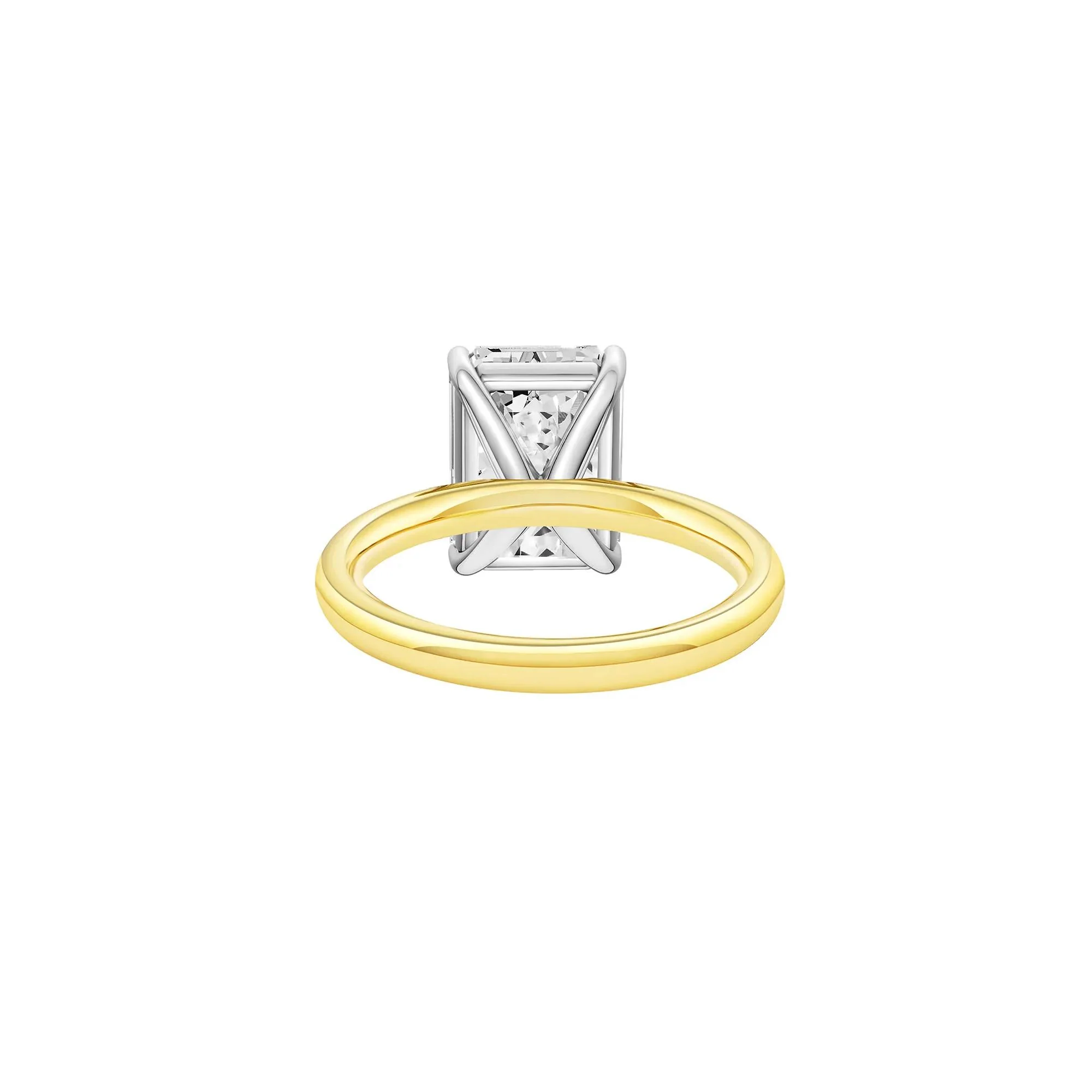 Lab Grown Diamond Emerald-Cut Solitaire Ring 14K Yellow & White Gold (5 CT.) Size 10 2mm - Image 4
