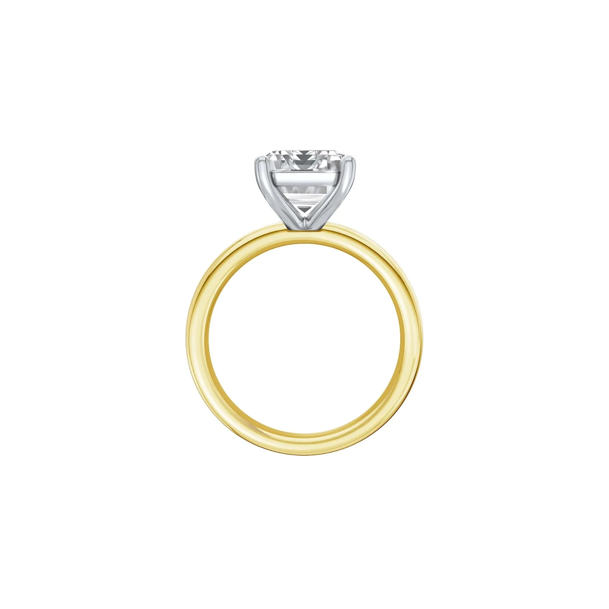 Lab Grown Diamond Emerald-Cut Solitaire Ring 14K Yellow & White Gold (5 CT.) Size 6 2mm - Image 2