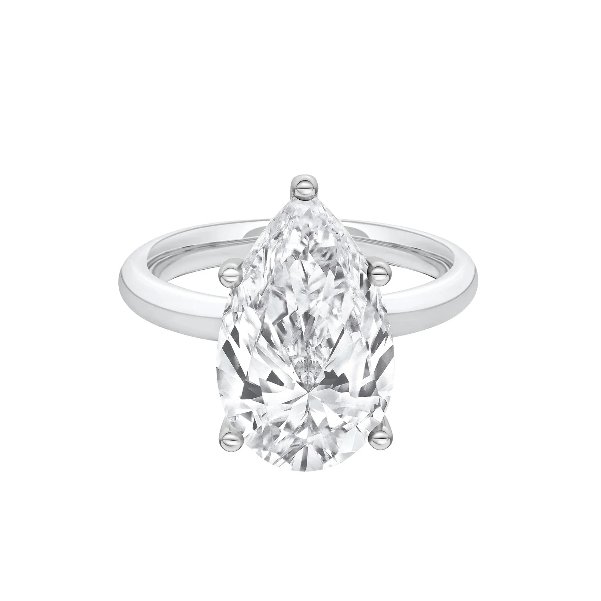 Lab Grown Diamond Pear-Shaped Solitaire Ring Platinum (5 CT.) White Size 7.5 2mm