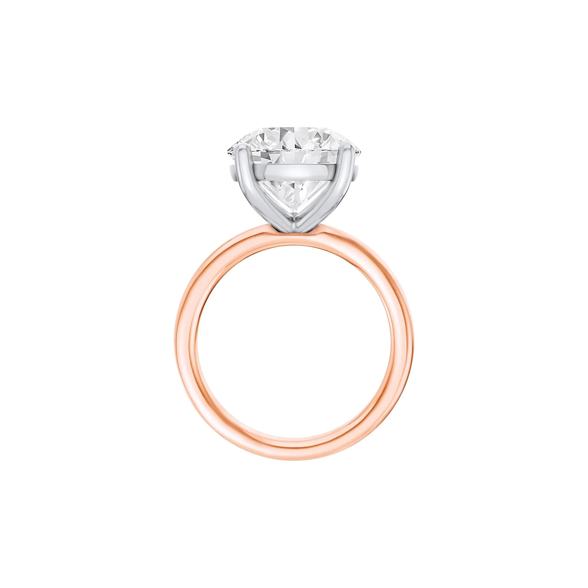 Lab Grown Diamond Round Solitaire Ring 14K Rose & White Gold (6 CT.) Round Brilliant Cut Size 10 2mm - Image 2