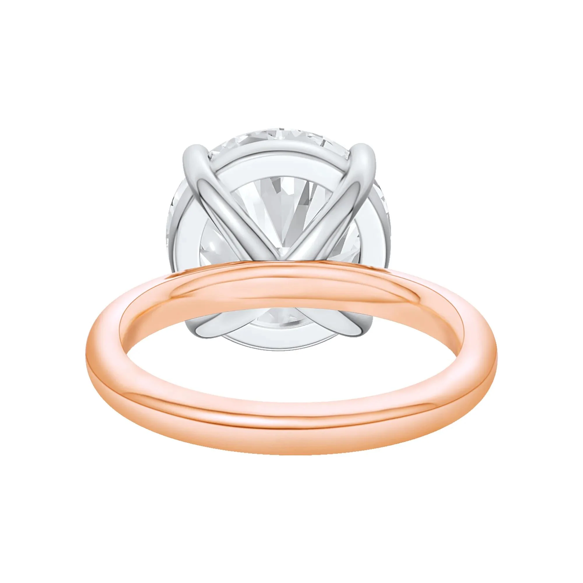 Lab Grown Diamond Round Solitaire Ring 14K Rose & White Gold (7 CT.) Round Brilliant Cut Size 6.5 2mm - Image 4