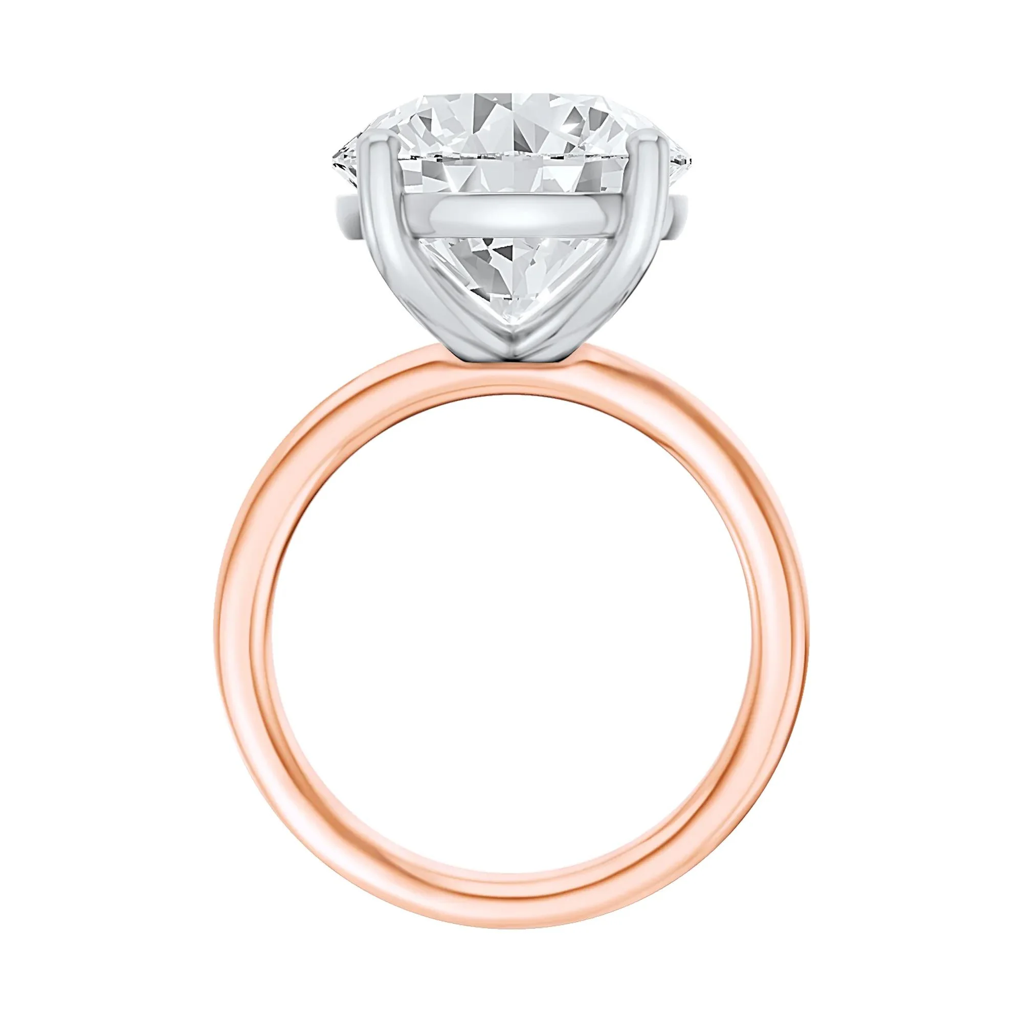 Lab Grown Diamond Round Solitaire Ring 14K Rose & White Gold (7 CT.) Round Brilliant Cut Size 8 2mm - Image 2