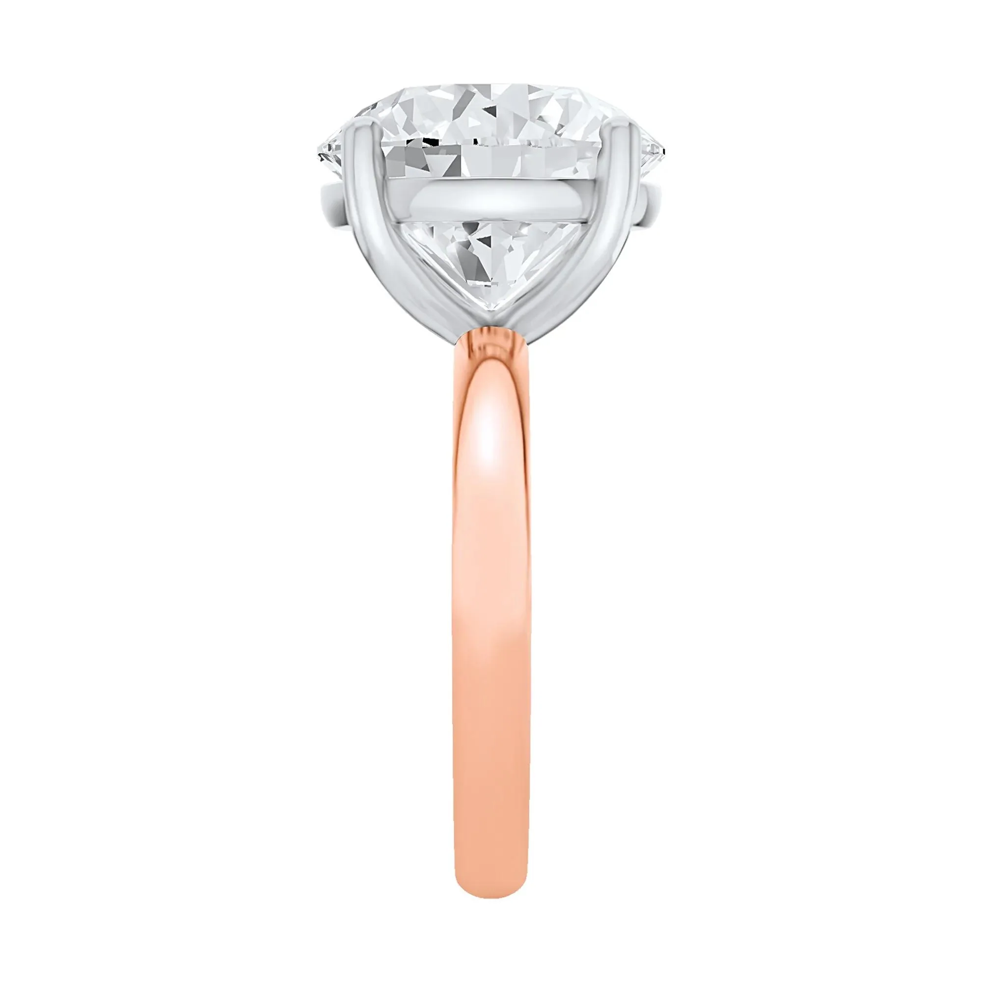 Lab Grown Diamond Round Solitaire Ring 14K Rose & White Gold (7 CT.) Round Brilliant Cut Size 8 2mm - Image 3